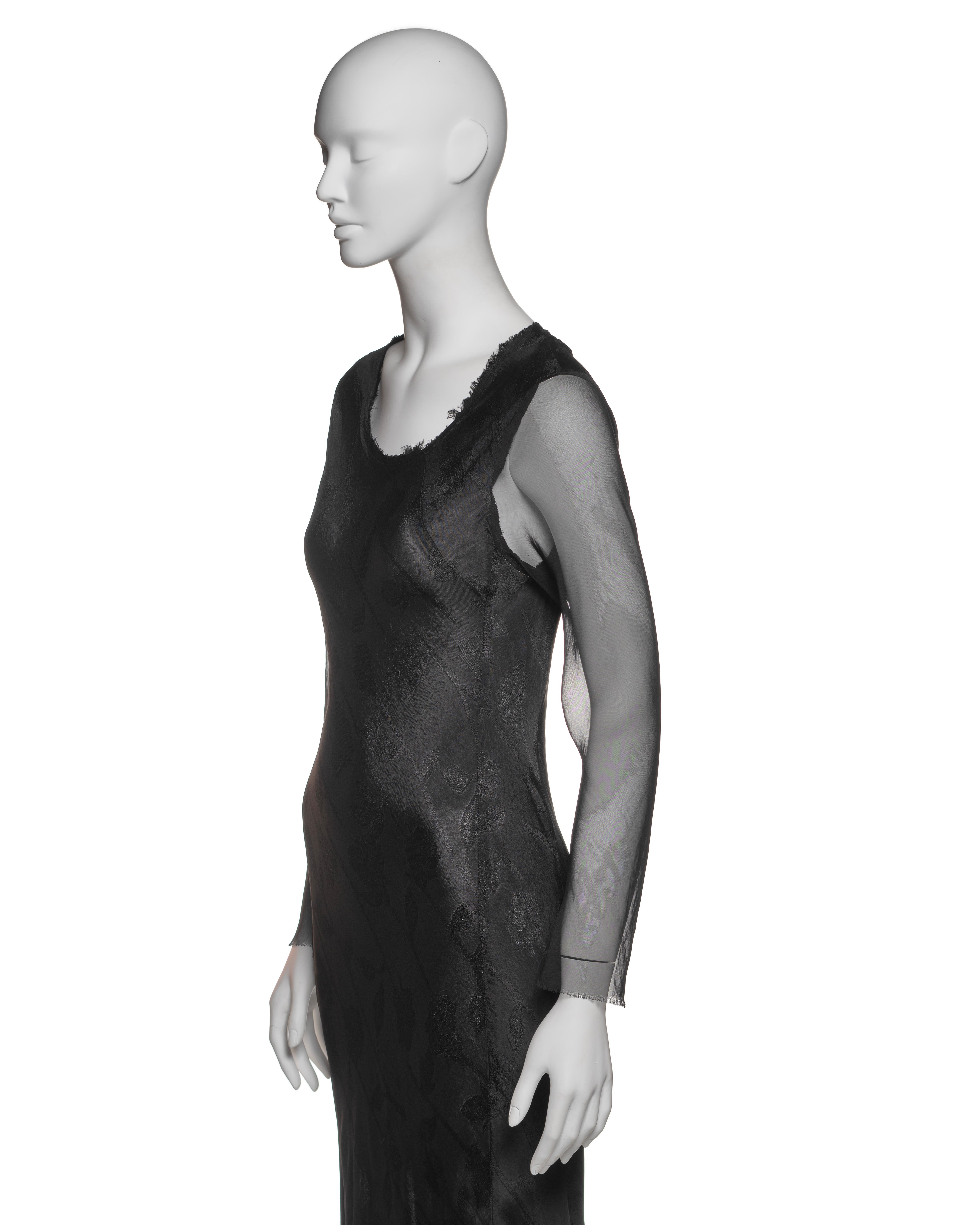 Comme des Garçons Black Jacquard Dress with Silk Chiffon Sleeves, FW 1993 For Sale 9
