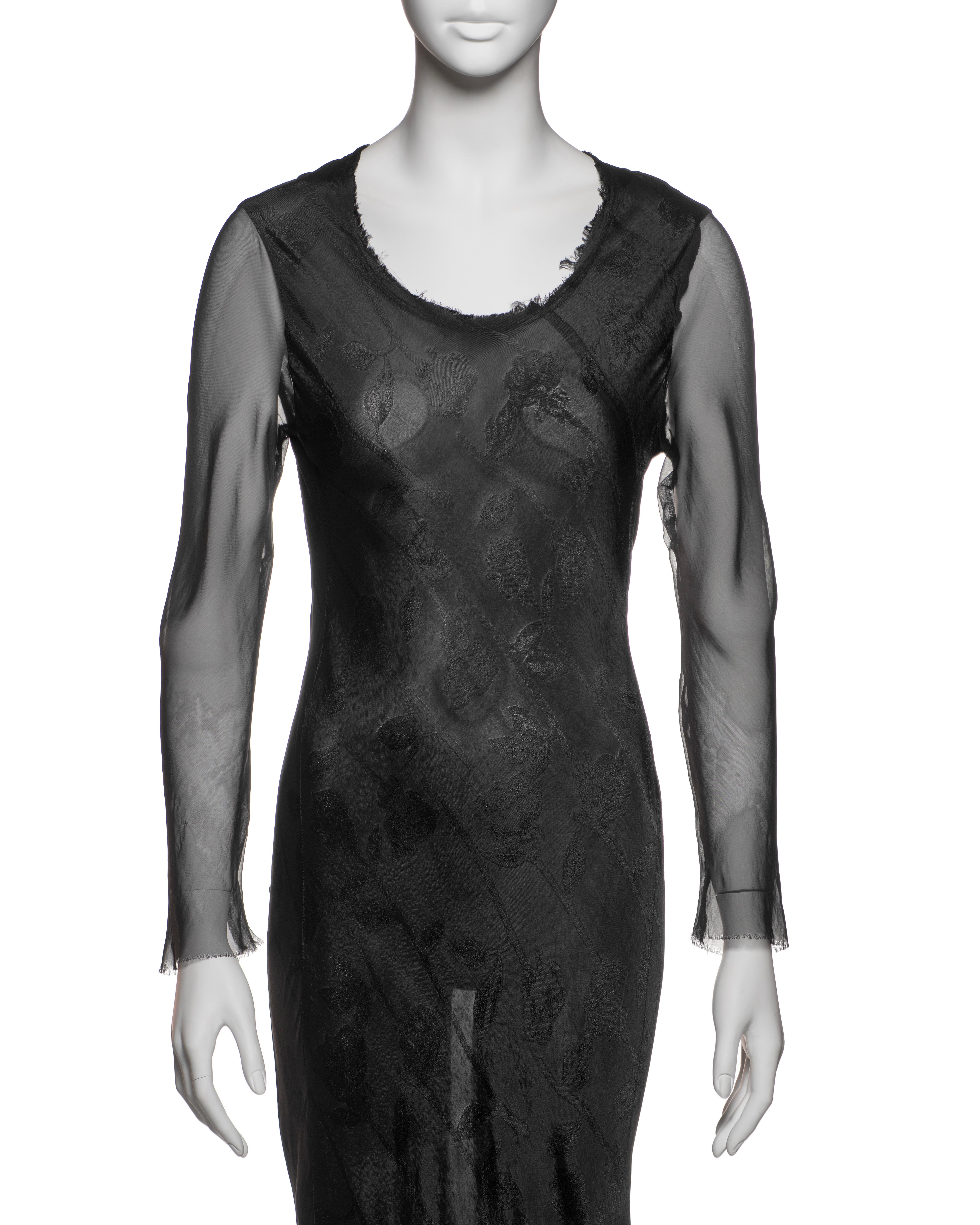 Women's Comme des Garçons Black Jacquard Dress with Silk Chiffon Sleeves, FW 1993 For Sale