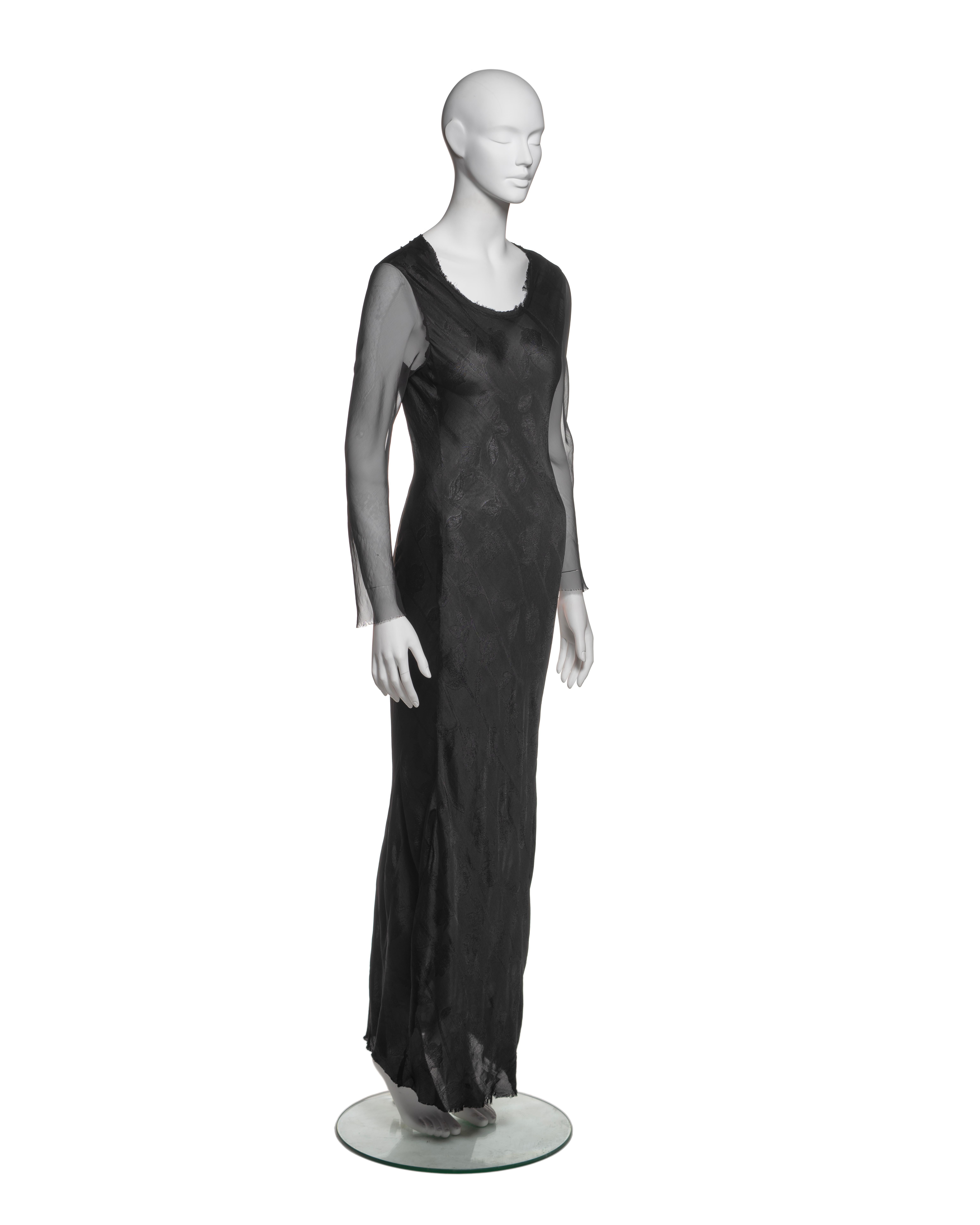Comme des Garçons Black Jacquard Dress with Silk Chiffon Sleeves, FW 1993 For Sale 1