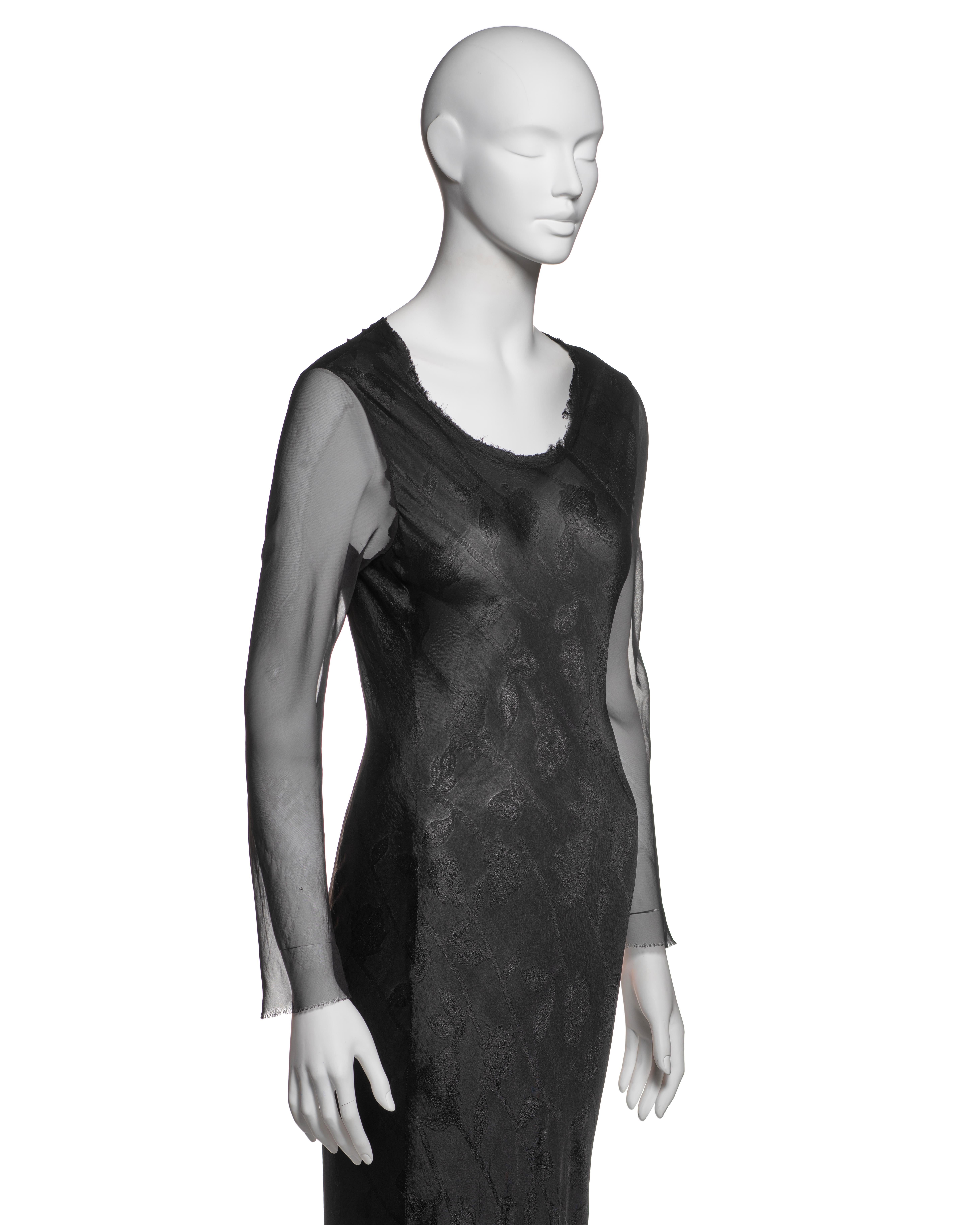 Comme des Garçons Black Jacquard Dress with Silk Chiffon Sleeves, FW 1993 For Sale 2