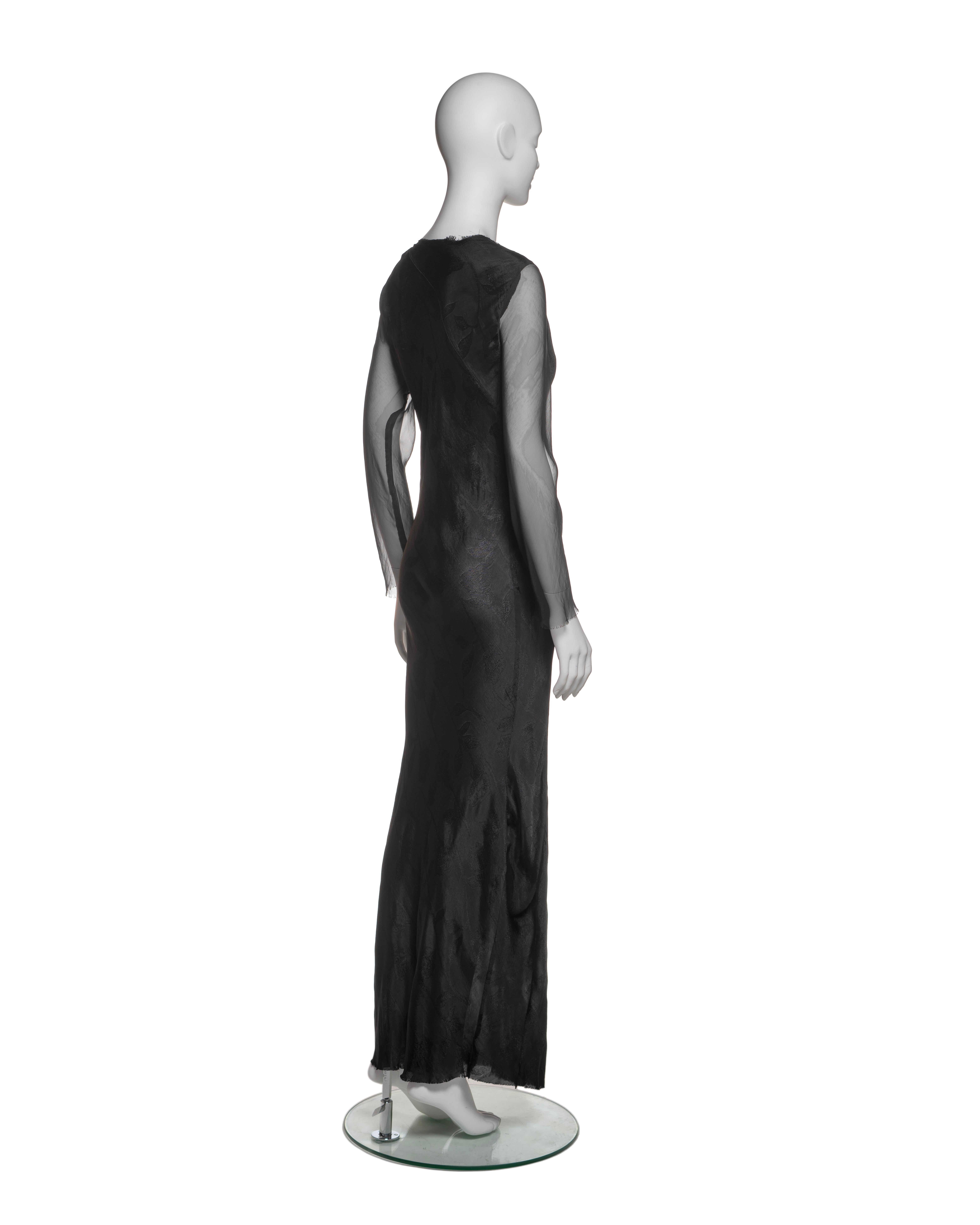 Comme des Garçons Black Jacquard Dress with Silk Chiffon Sleeves, FW 1993 For Sale 3