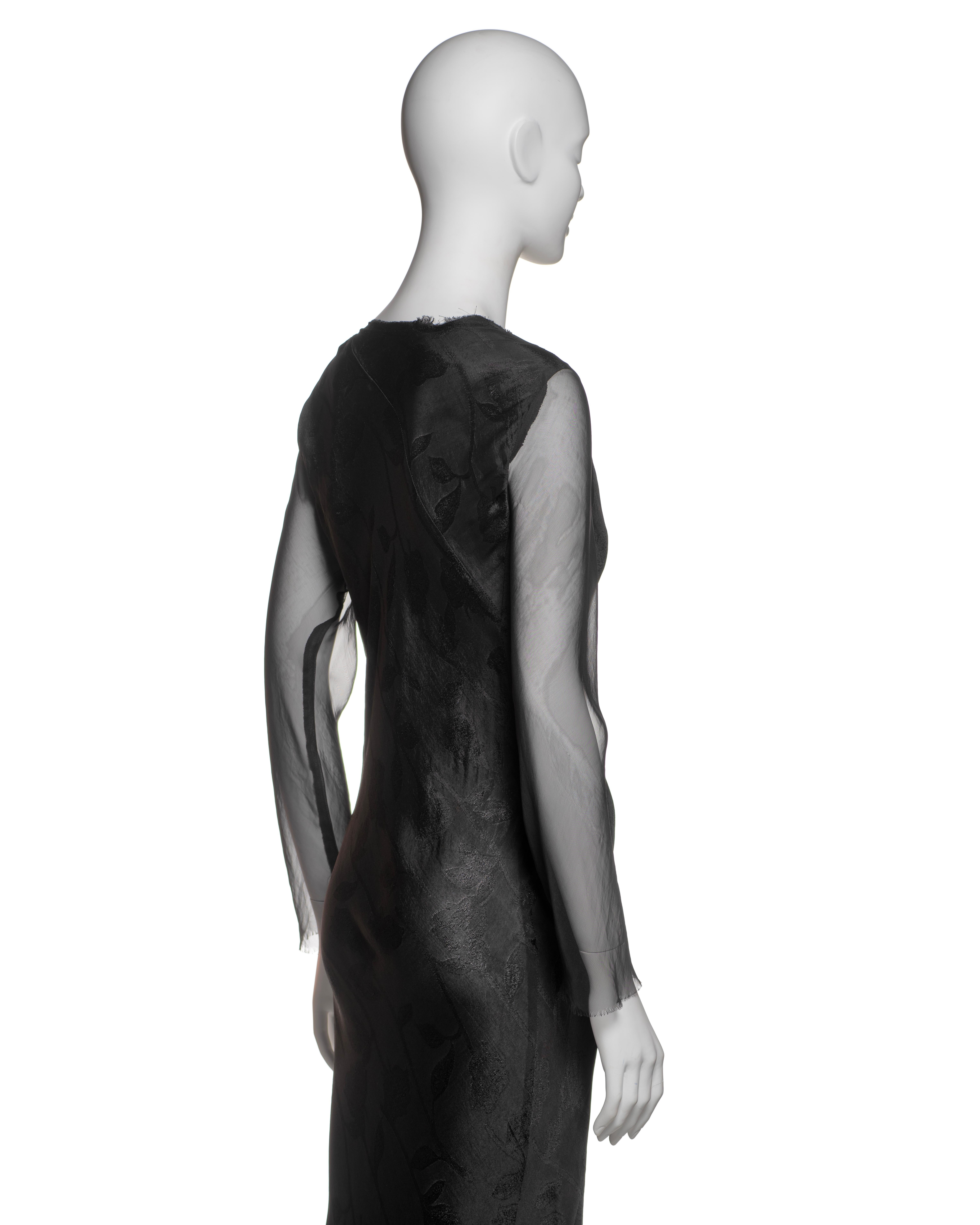 Comme des Garçons Black Jacquard Dress with Silk Chiffon Sleeves, FW 1993 For Sale 4