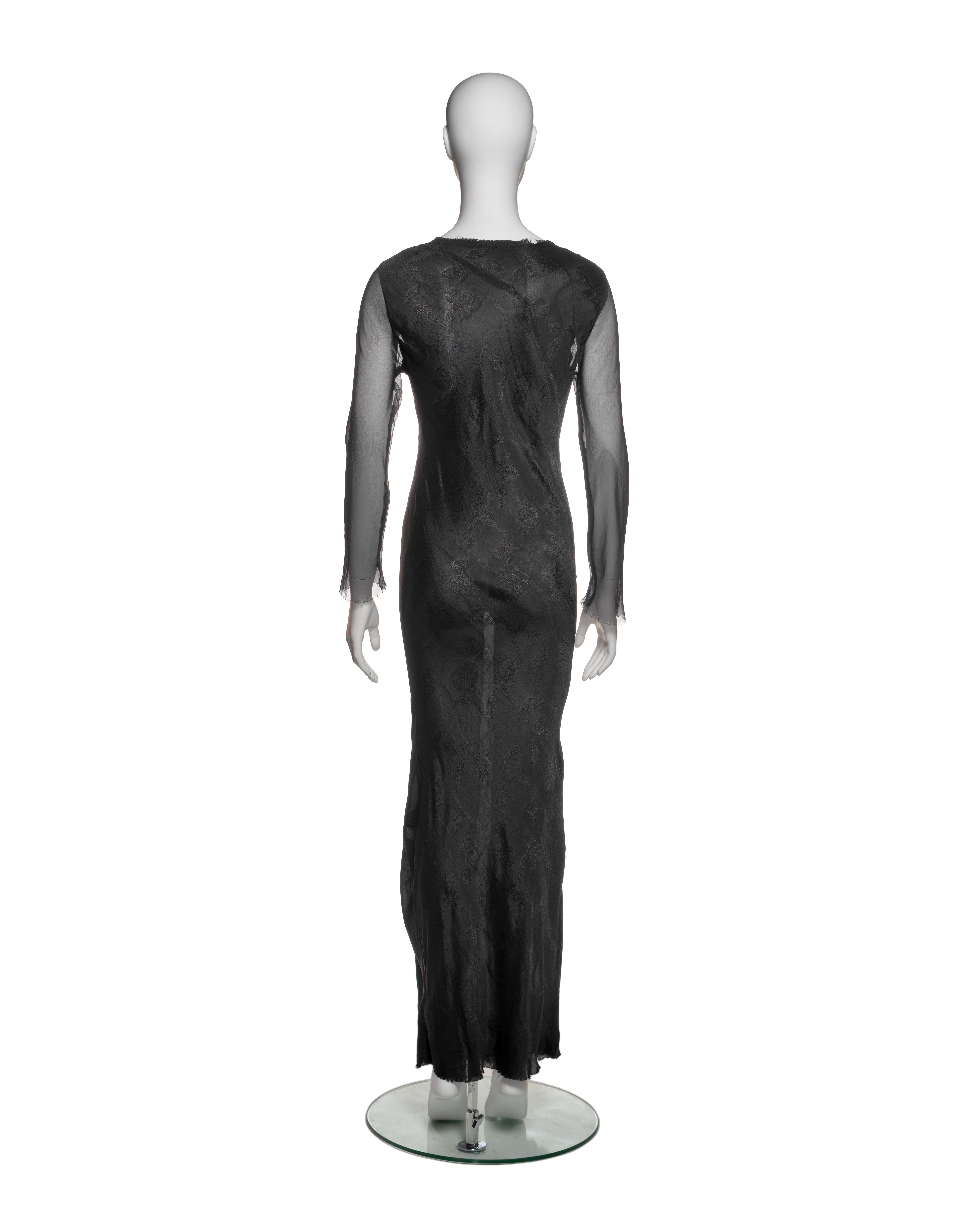 Comme des Garçons Black Jacquard Dress with Silk Chiffon Sleeves, FW 1993 For Sale 5