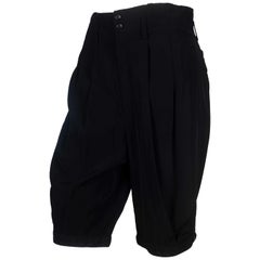 Comme des Garçons Black Knee Length Silk Shorts, 1998