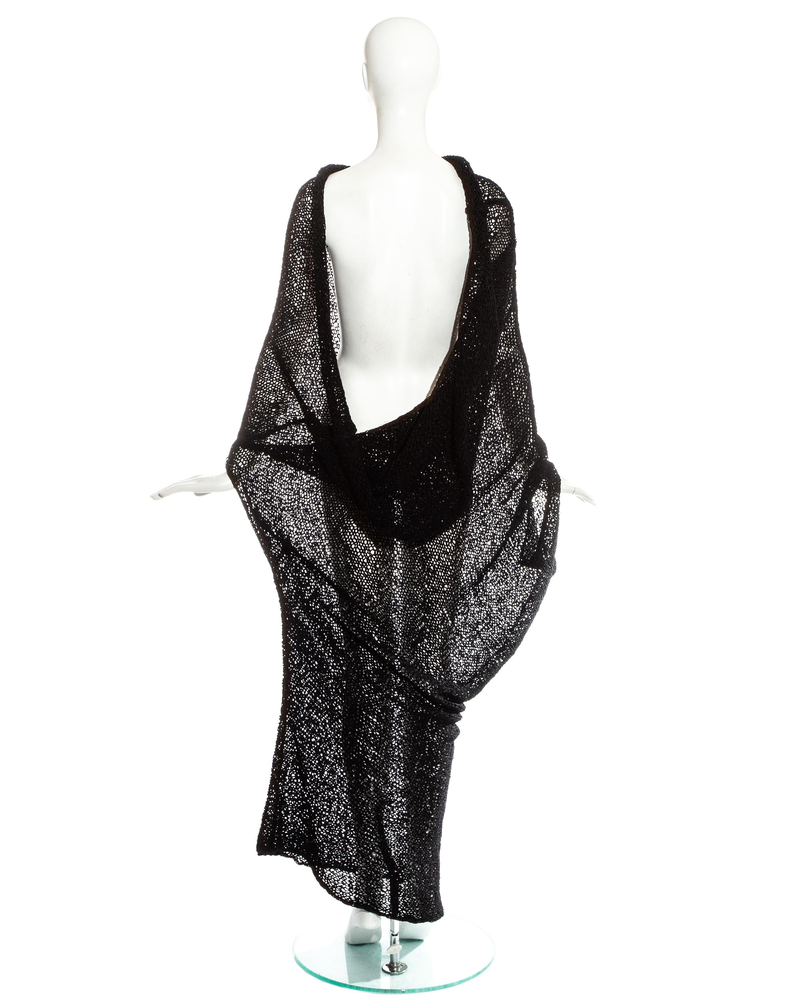 Comme des Garcons black knitted raw silk dress, ss 1984 For Sale 3
