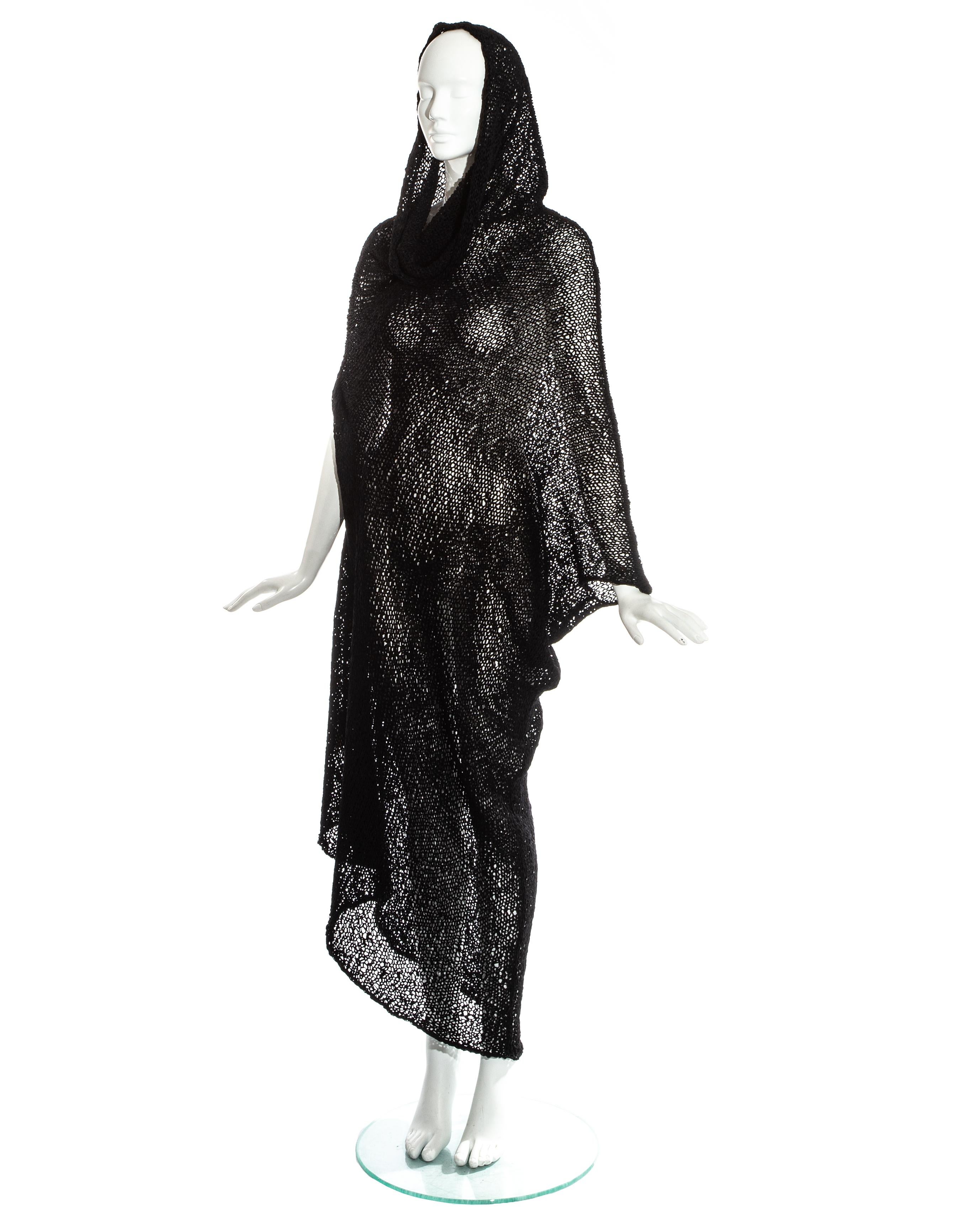 Comme des Garcons Schwarzes gestricktes Kleid aus Rohseide, ss 1984 Damen