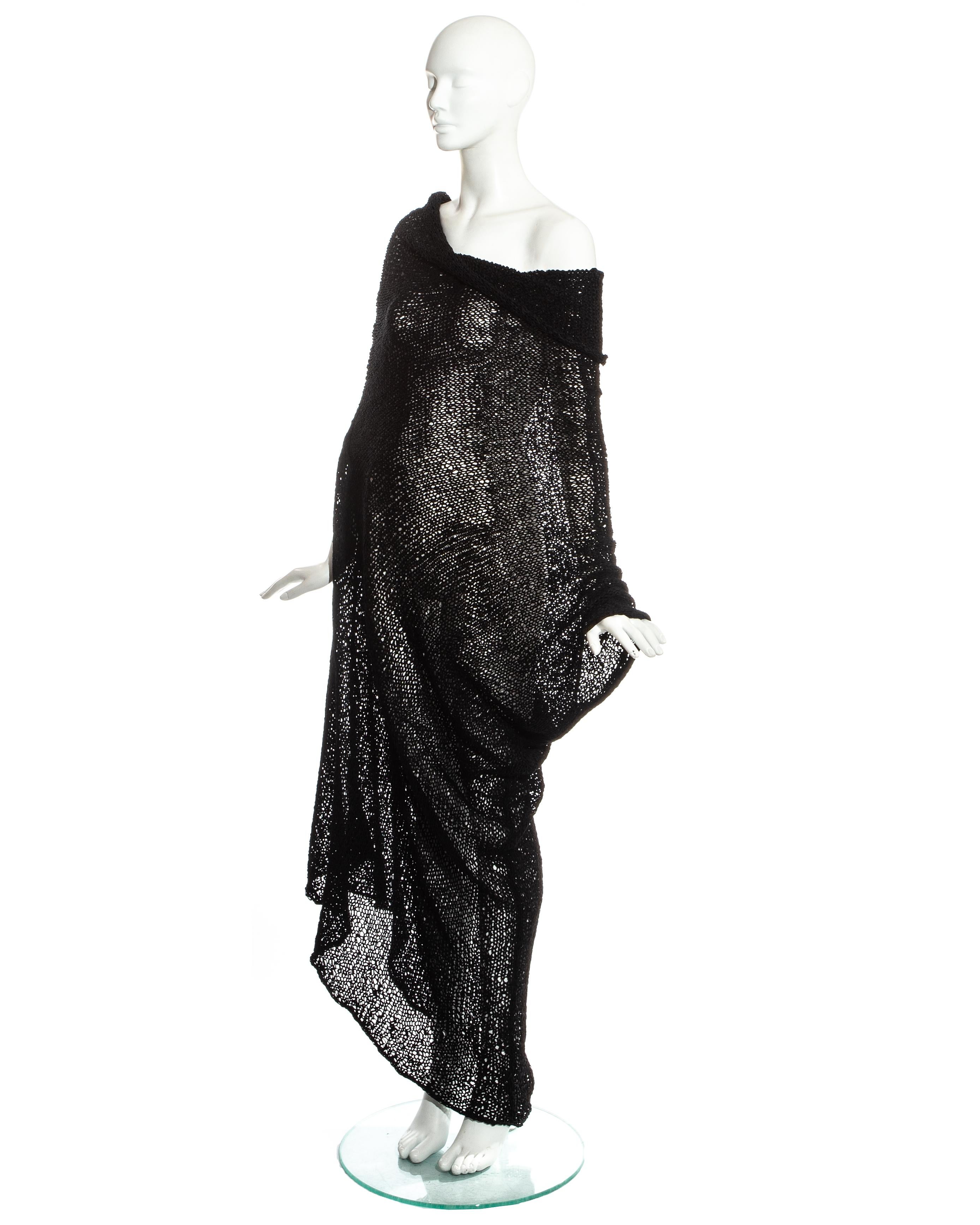 Black Comme des Garcons black knitted raw silk dress, ss 1984 For Sale