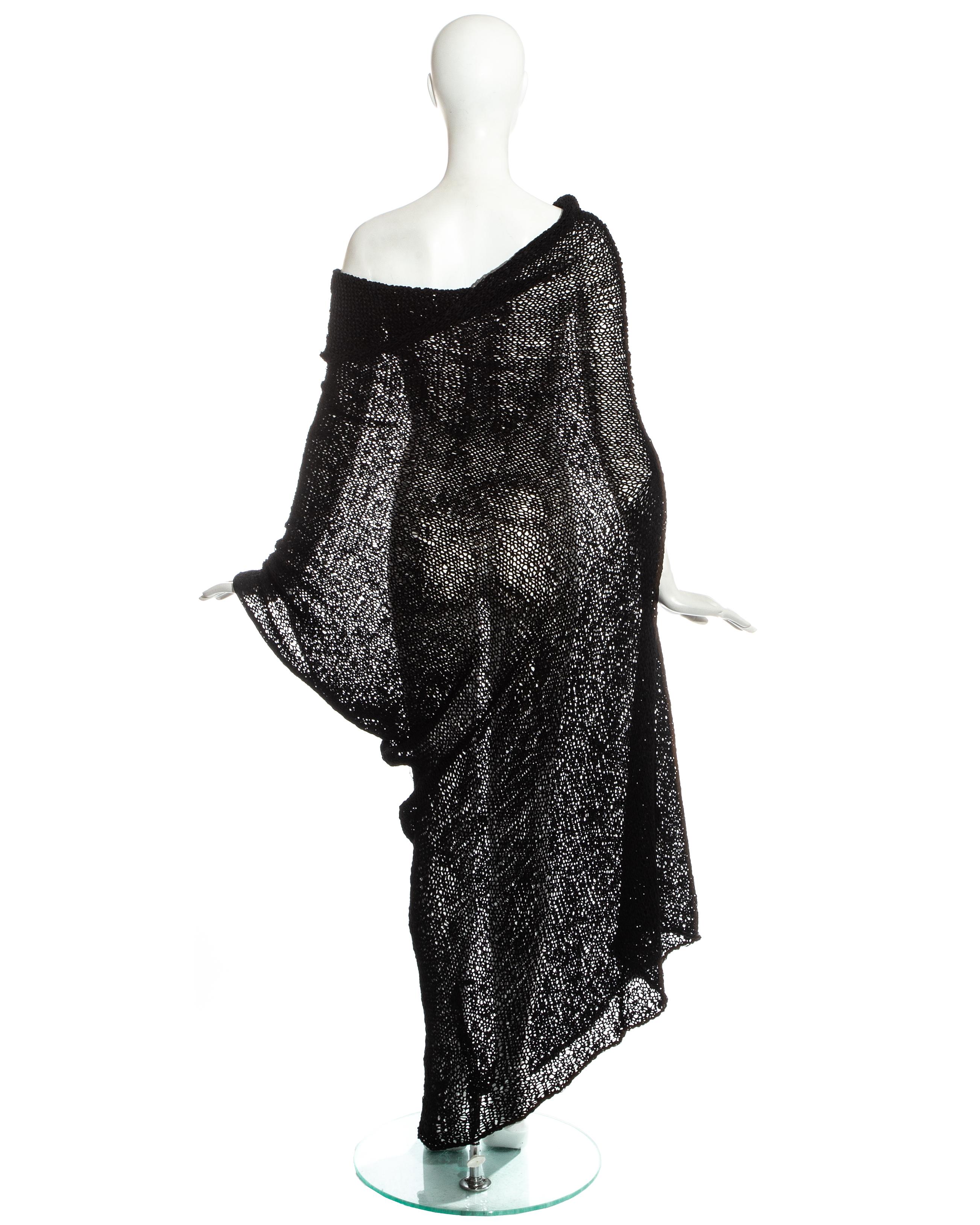 Women's Comme des Garcons black knitted raw silk dress, ss 1984