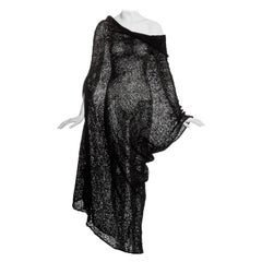 Retro Comme des Garcons black knitted raw silk dress, ss 1984