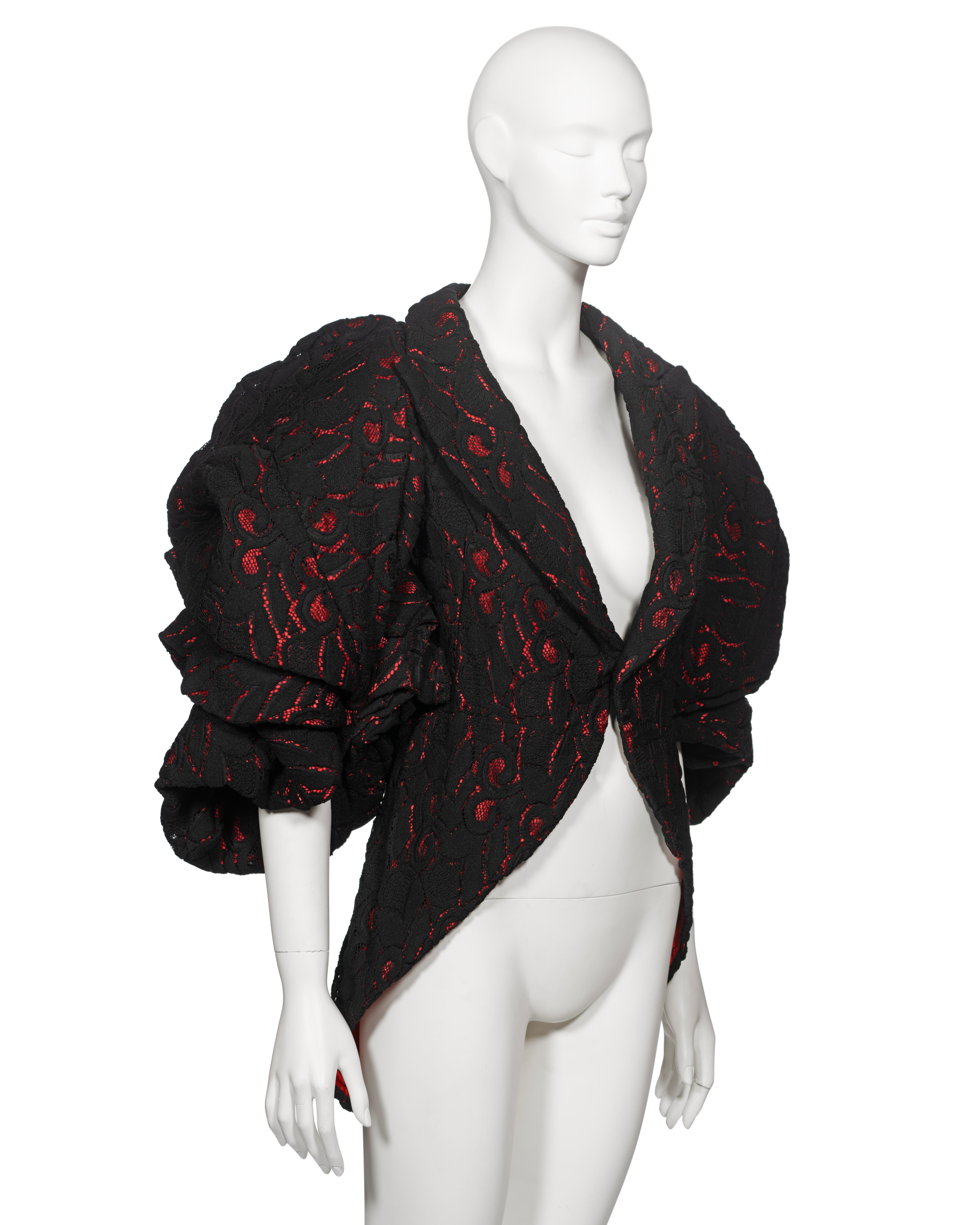 Comme des Garçons Black Lace Heavyweight Jacket with Padded Sleeves, fw 2013 For Sale 2