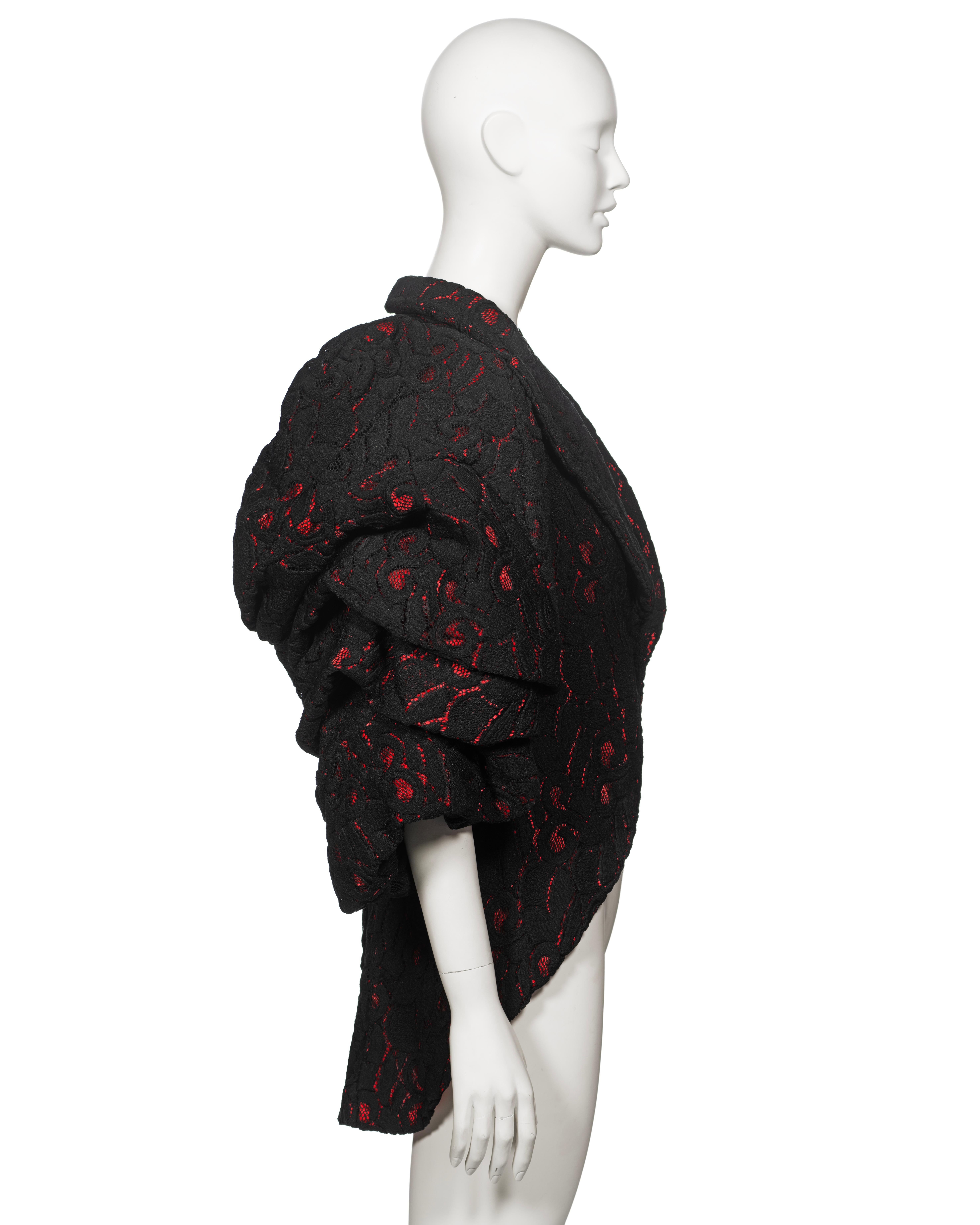 Comme des Garçons Black Lace Heavyweight Jacket with Padded Sleeves, fw 2013 For Sale 4