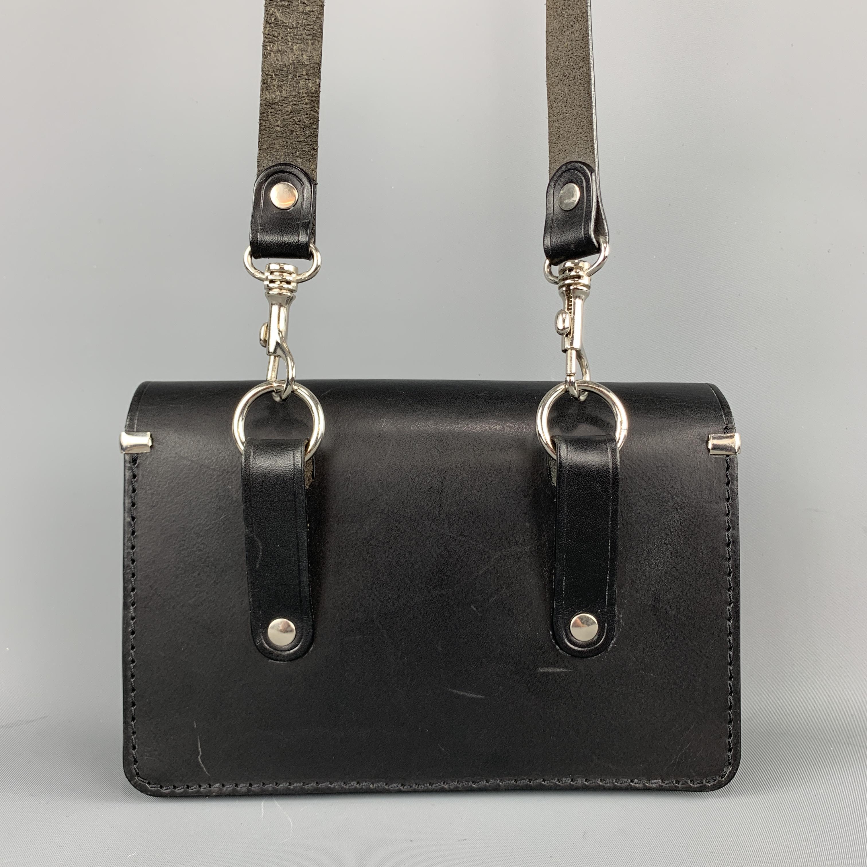 Women's or Men's COMME des GARCONS Black Leather Detachable Strap Mini Satchel Belt Bag