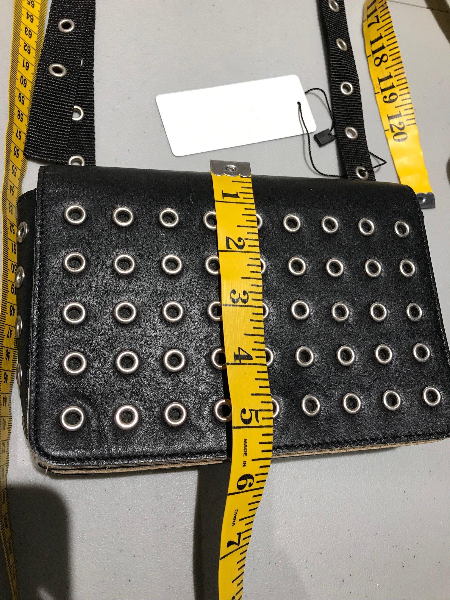 Comme des garçons Black Leather Grommets Purse For Sale 2