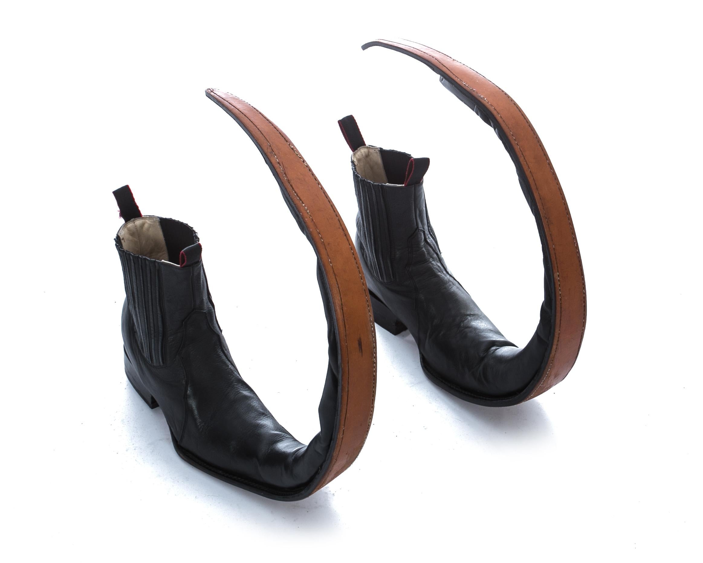 Black Comme des Garcons black leather 'Jugo' boots, ca. 2015