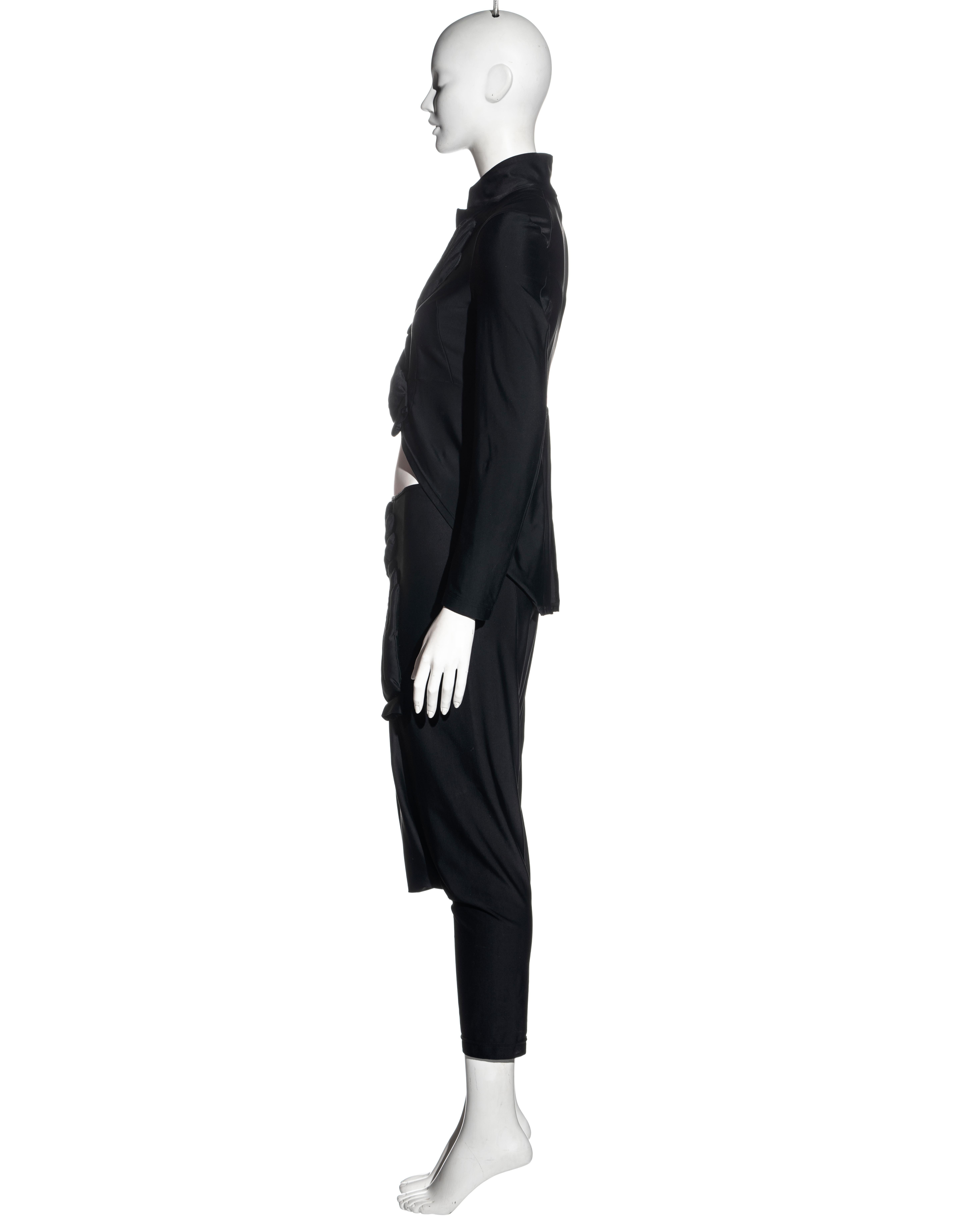 Comme des Garçons black lycra jacket and pants with padded hand motifs, fw 2007 3