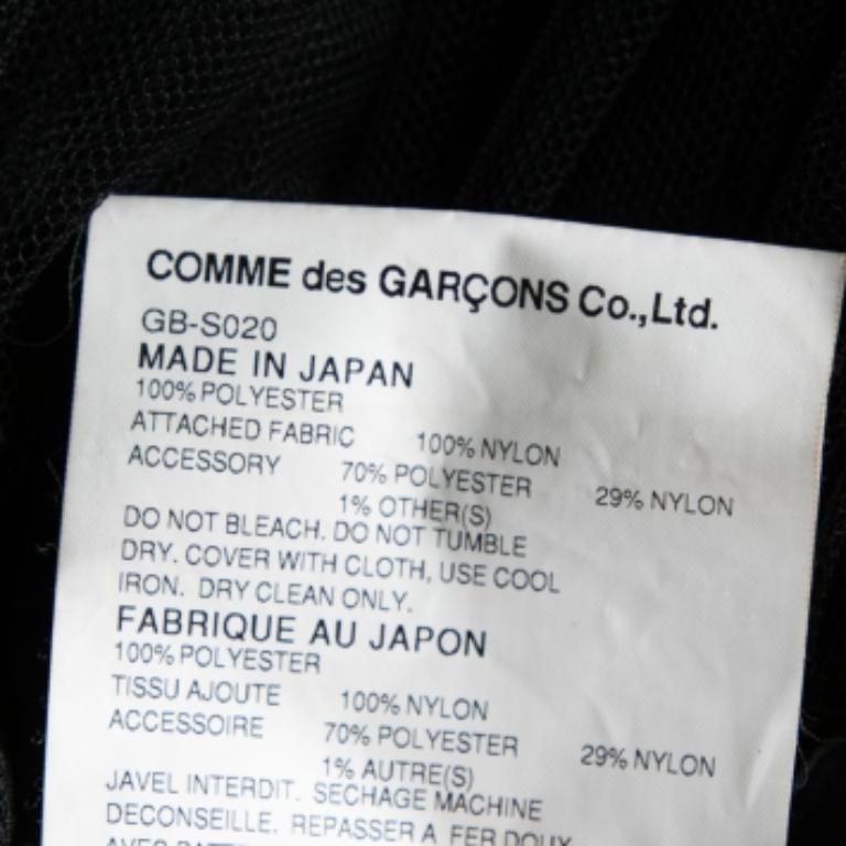 Comme des Garcons Falda con detalle de volantes de seda bordada con flores y malla negra S en venta 10