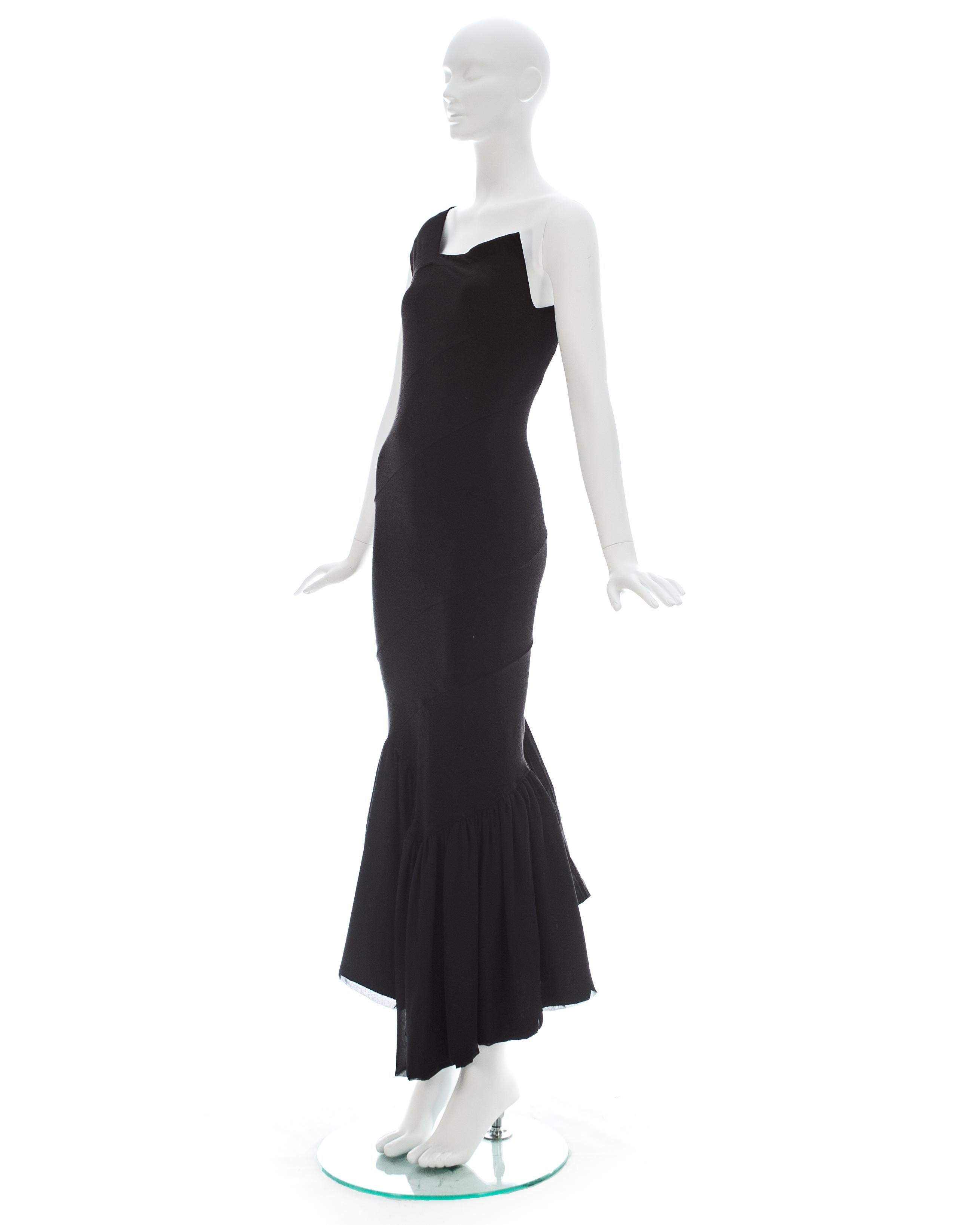 Women's Comme des Garcons black nylon bias cut fishtail dress, ca. 1986 For Sale