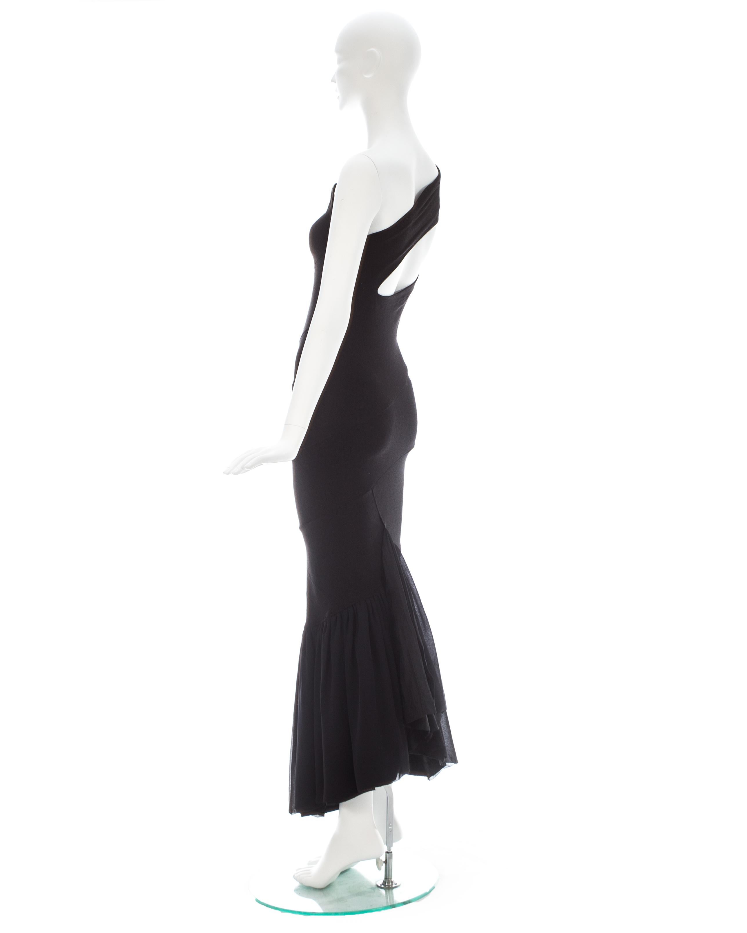 Comme des Garcons black nylon bias cut fishtail dress, ca. 1986 For Sale 2