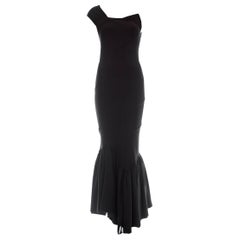 Vintage Comme des Garcons black nylon bias cut fishtail dress, ca. 1986