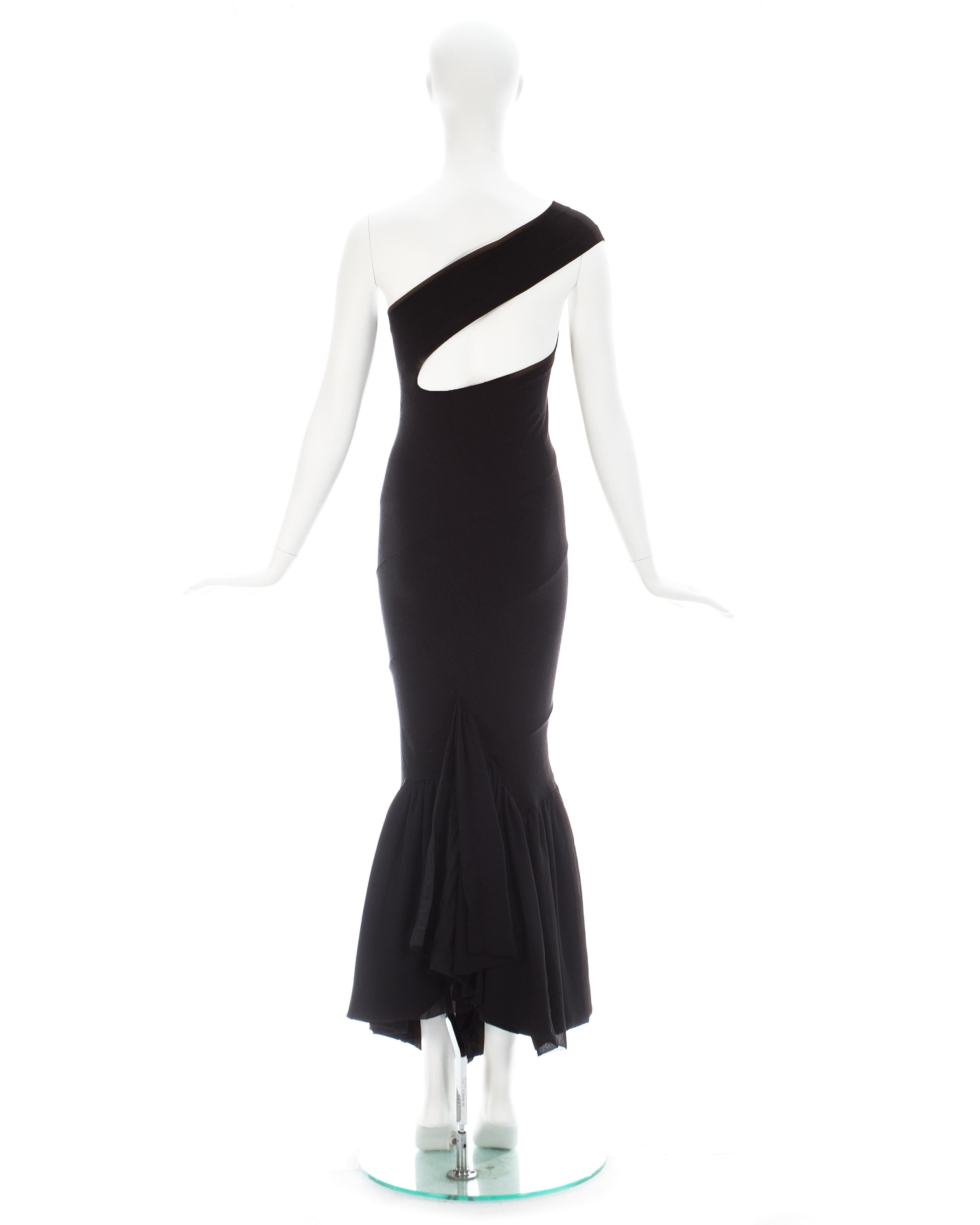 Women's Comme des Garcons black nylon bias cut fishtail dress, ss 1986