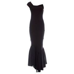 Vintage Comme des Garcons black nylon bias cut fishtail dress, ss 1986