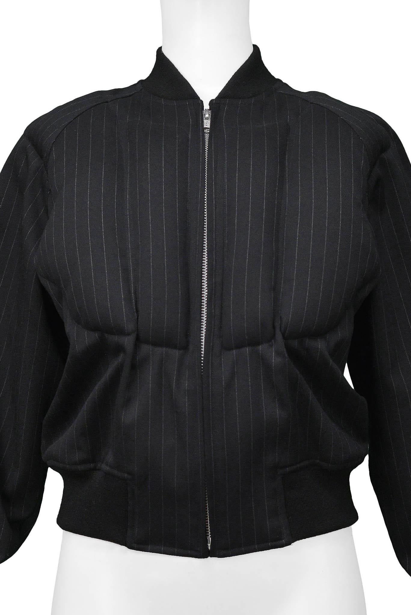 Comme Des Garcons Black Padded Pinstripe Jacket 2010 In Excellent Condition For Sale In Los Angeles, CA