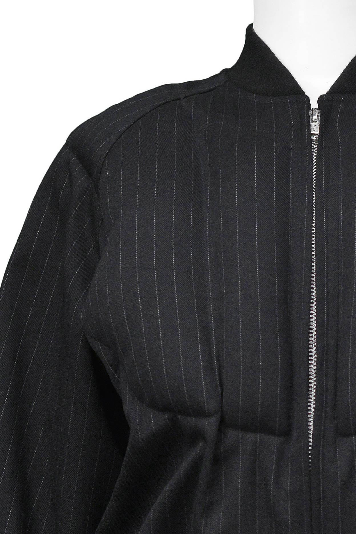 Women's Comme Des Garcons Black Padded Pinstripe Jacket 2010 For Sale