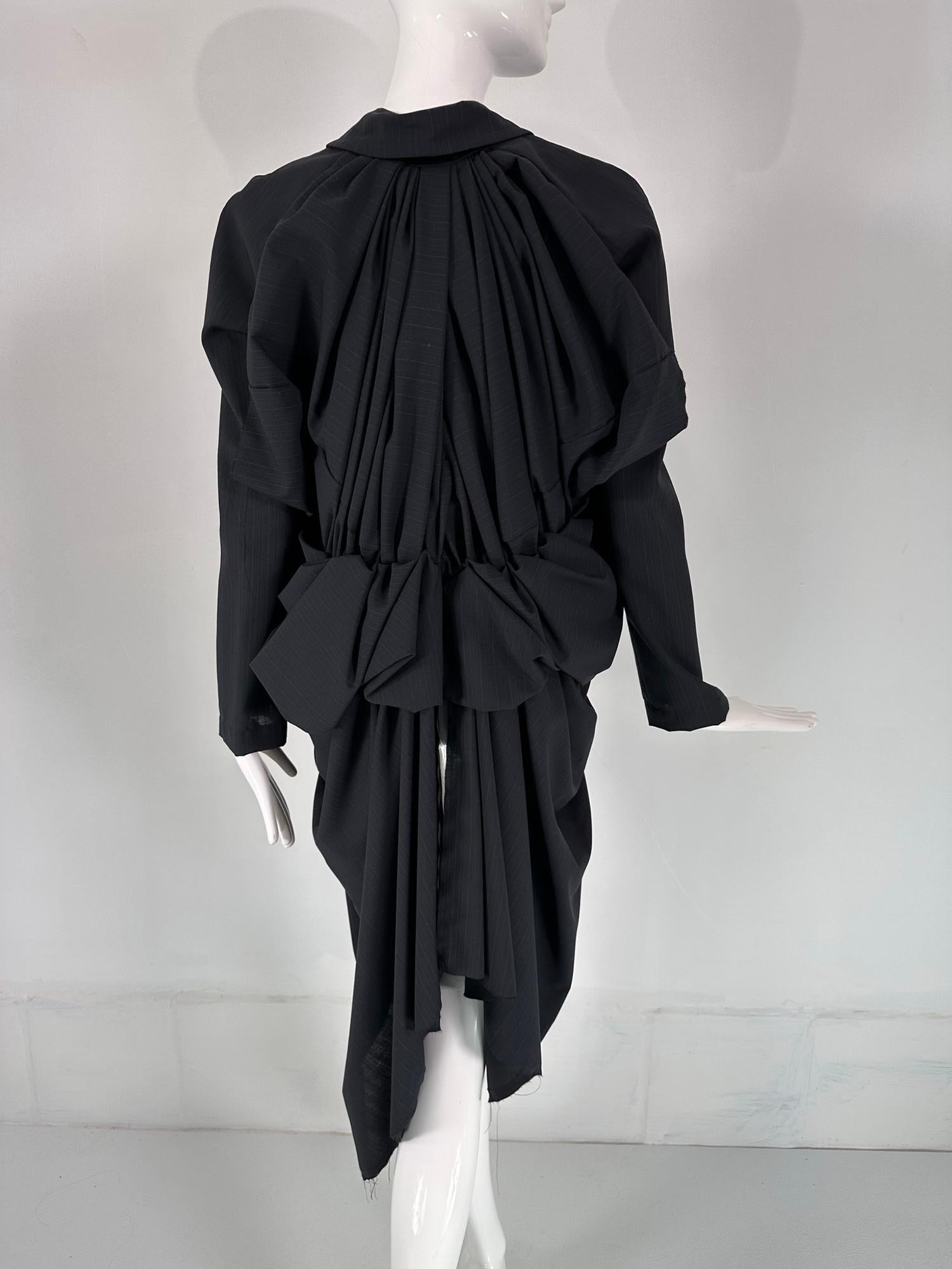 COMME DES GARCONS Black Pinstripe DECONSTRUCTED SELVEDGE COAT 2005 For Sale 2