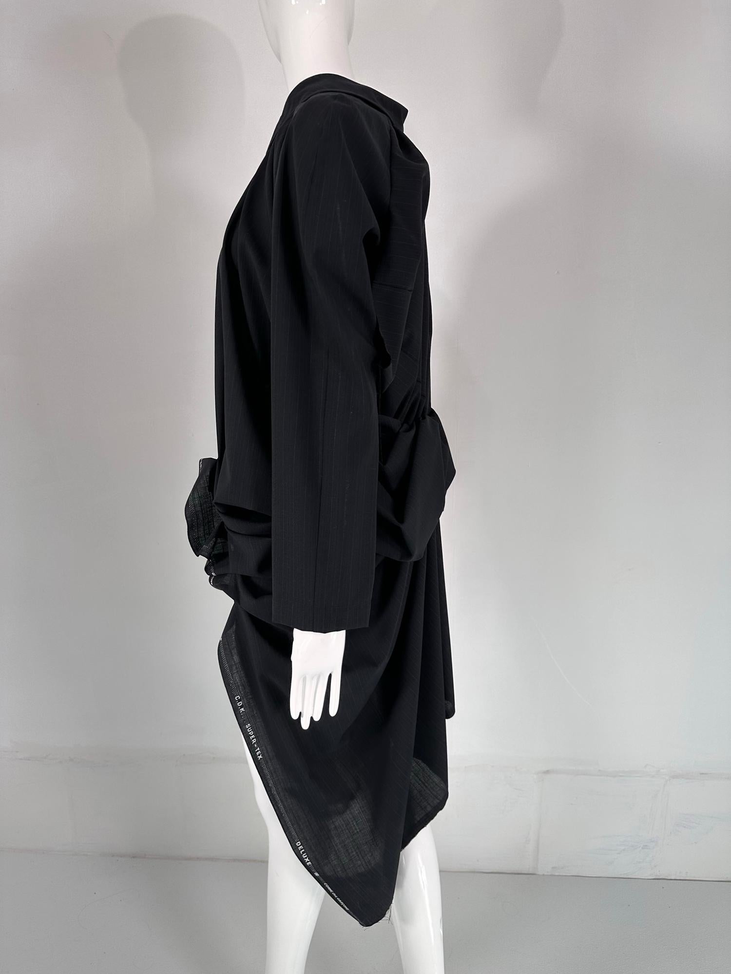 COMME DES GARCONS Black Pinstripe DECONSTRUCTED SELVEDGE COAT 2005 For Sale 4