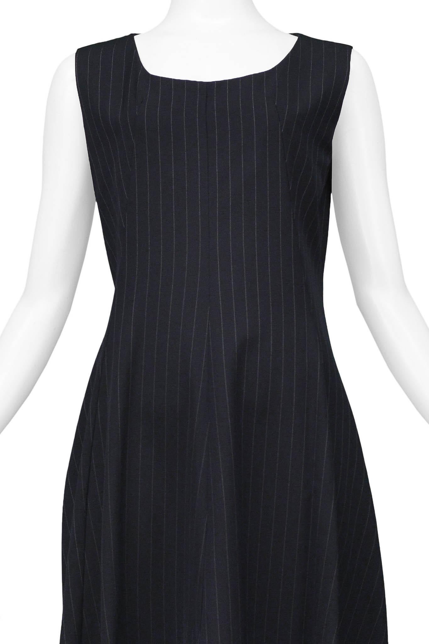 Comme Des Garcons Black Pinstripe Pocket Dress 1992 In Excellent Condition For Sale In Los Angeles, CA