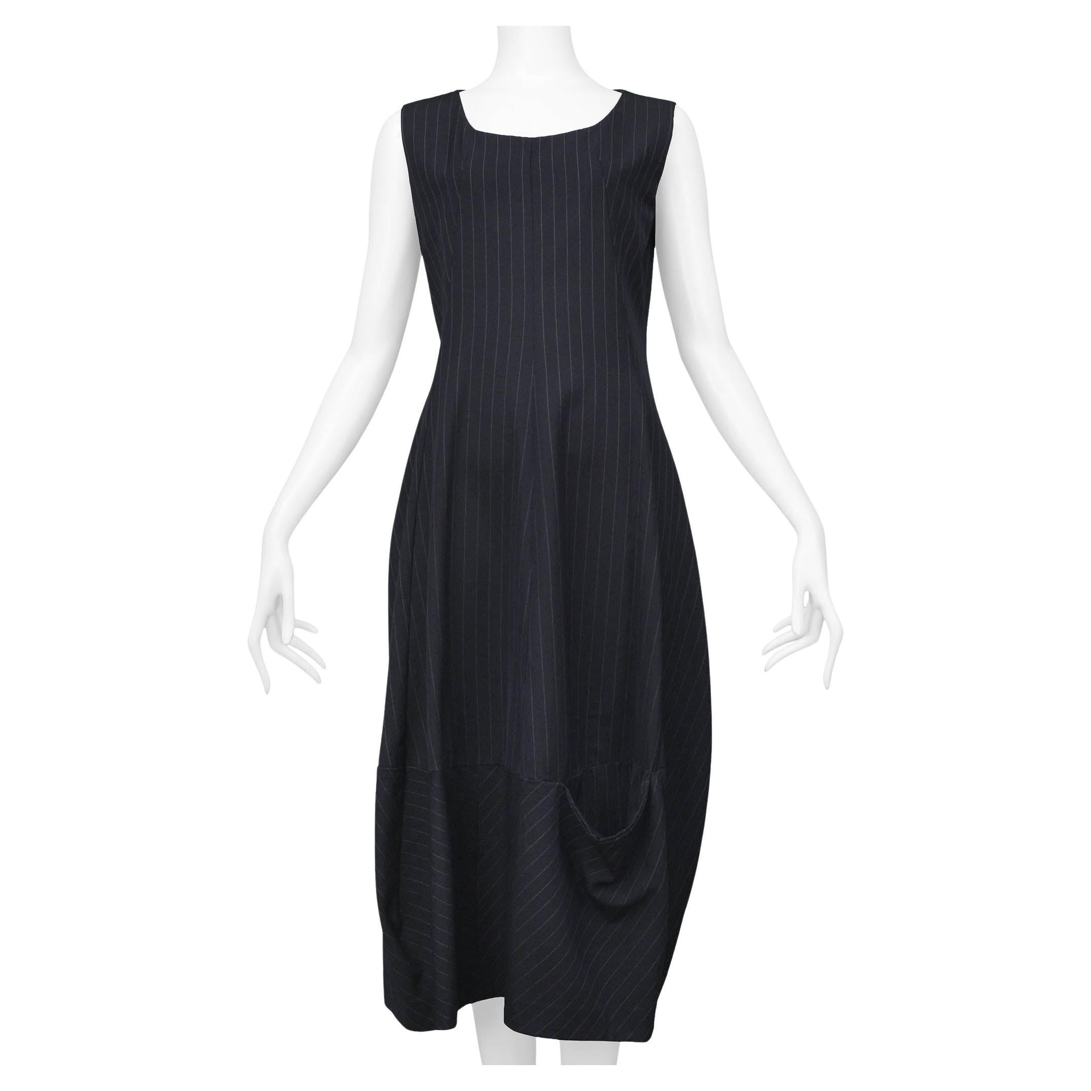 Comme Des Garcons Black Pinstripe Pocket Dress 1992 For Sale