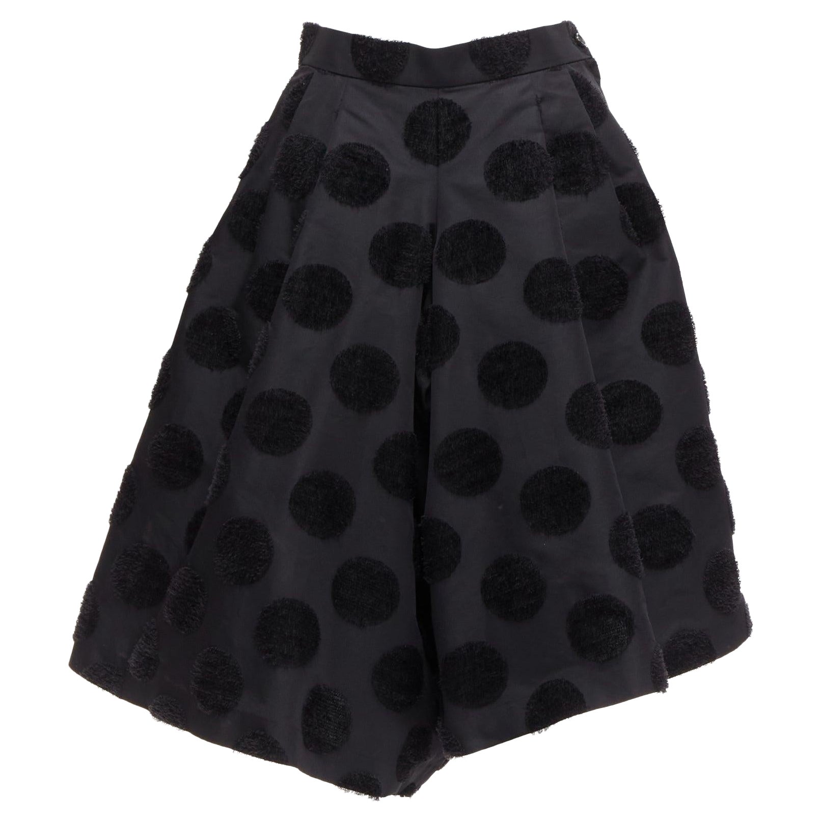 COMME DES GARCONS black polka dot pleat dart wide culotte pants S