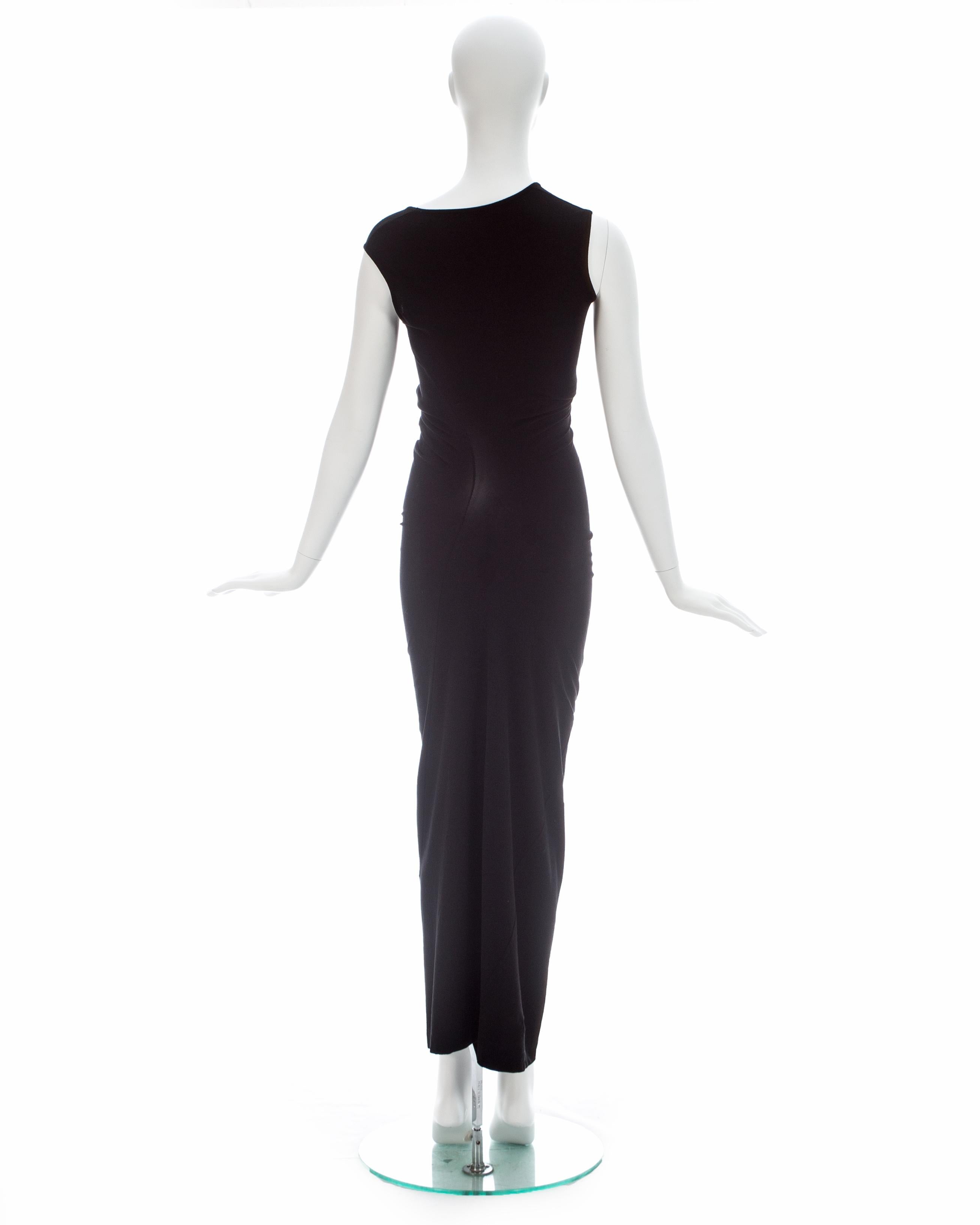 Comme des Garcons black rayon twisted bodycon dress, ss 1997 1