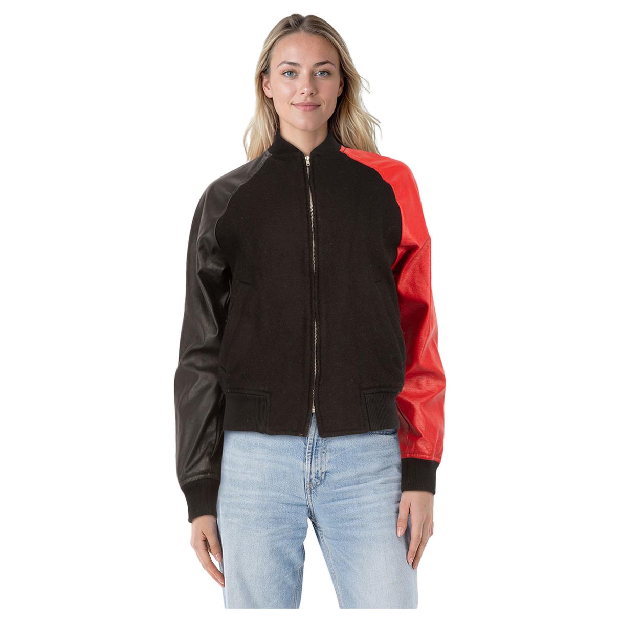 Giacca bomber con pannelli neri e rossi di Comme Des Garcons taglia M. in vendita