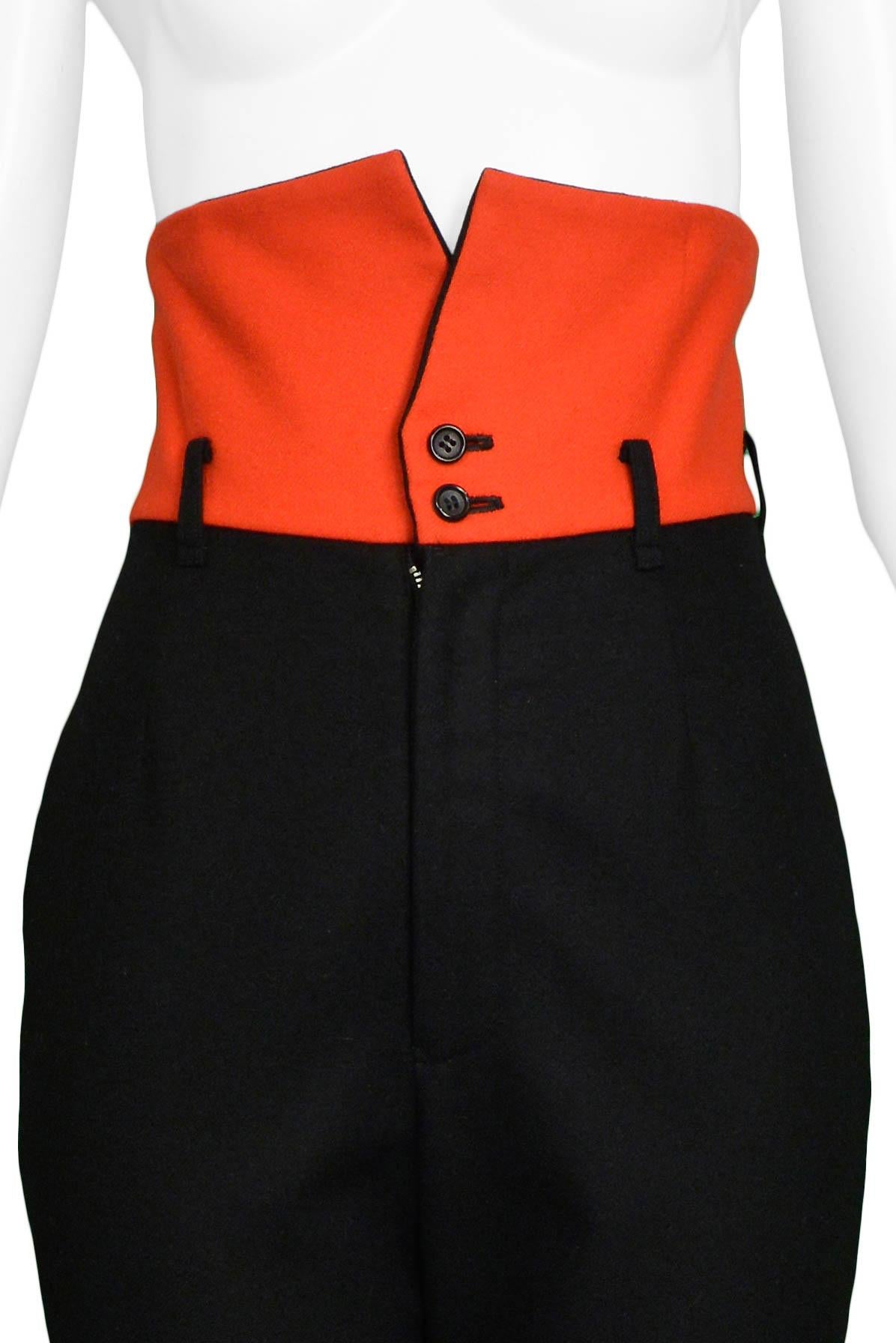 Women's Comme Des Garcons Black & Red Wool Pants 1998