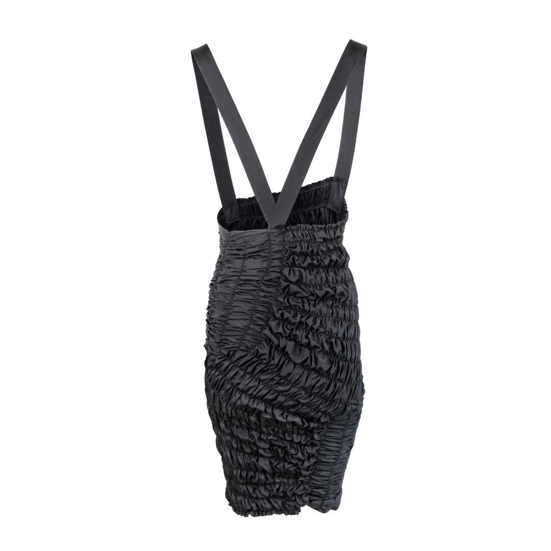 Women's Comme Des Garçons Black Ruched Suspender Dress Circa 1989 For Sale