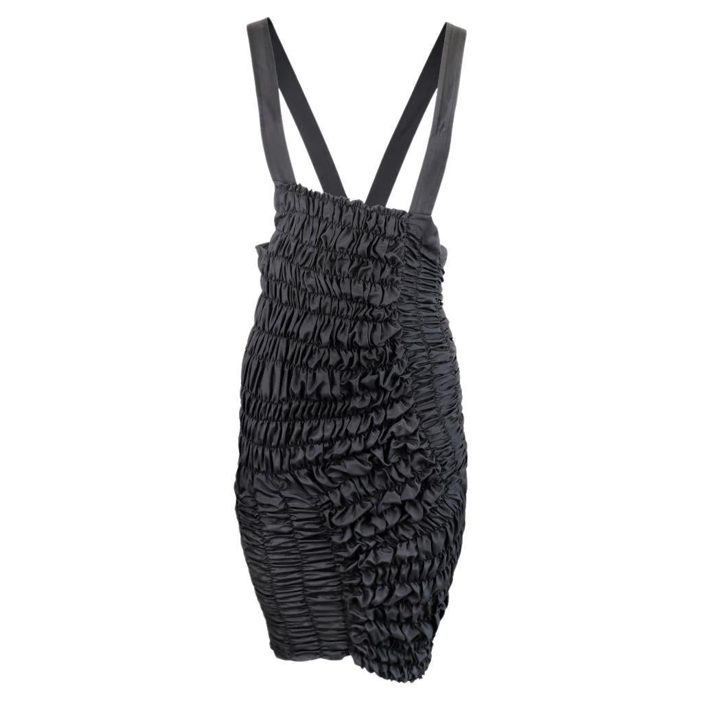 Comme Des Garçons Black Ruched Suspender Dress Circa 1989 For Sale