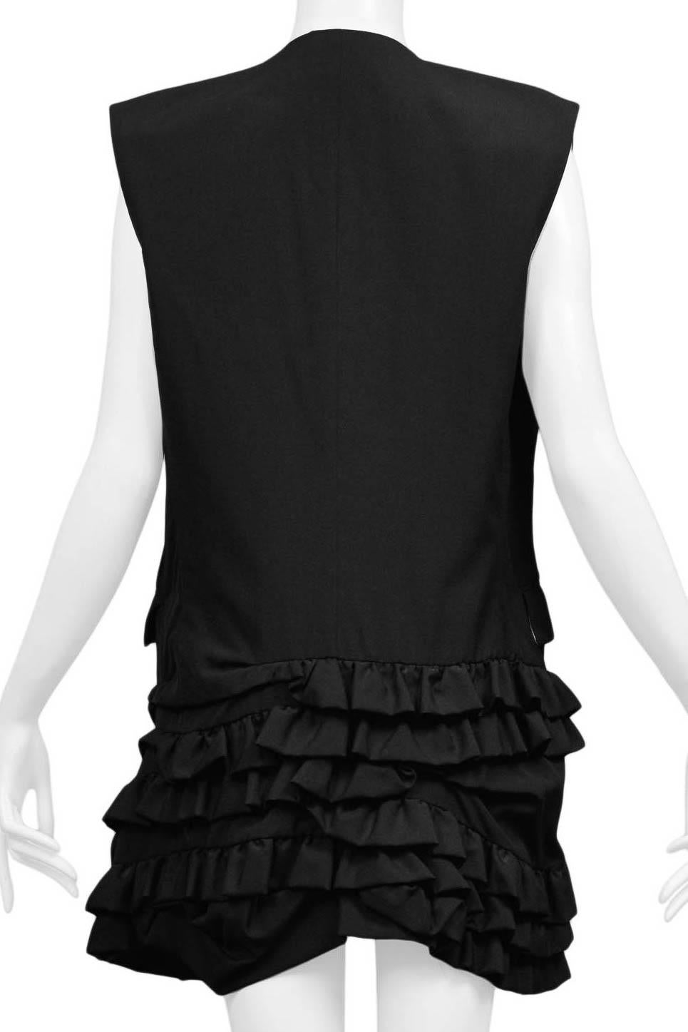 Women's Comme Des Garcons Black Ruffle Vest Dress 1994