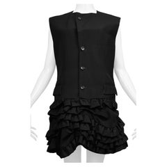 Comme Des Garcons Schwarzes Westenkleid mit Rüschen 1994