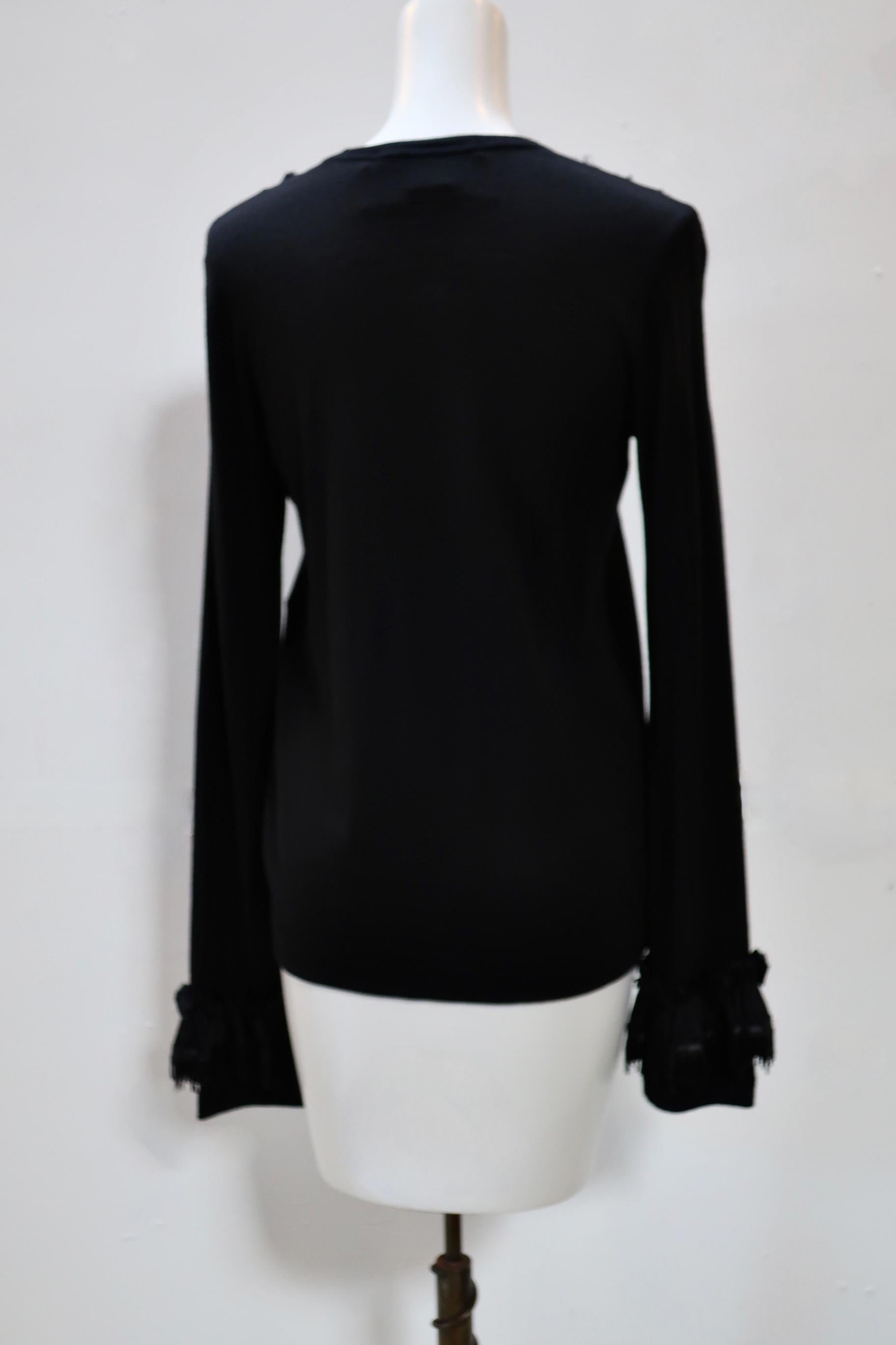 Comme des Garçons Black Sequin Embellished Long Sleeve Top In New Condition For Sale In Laguna Beach, CA