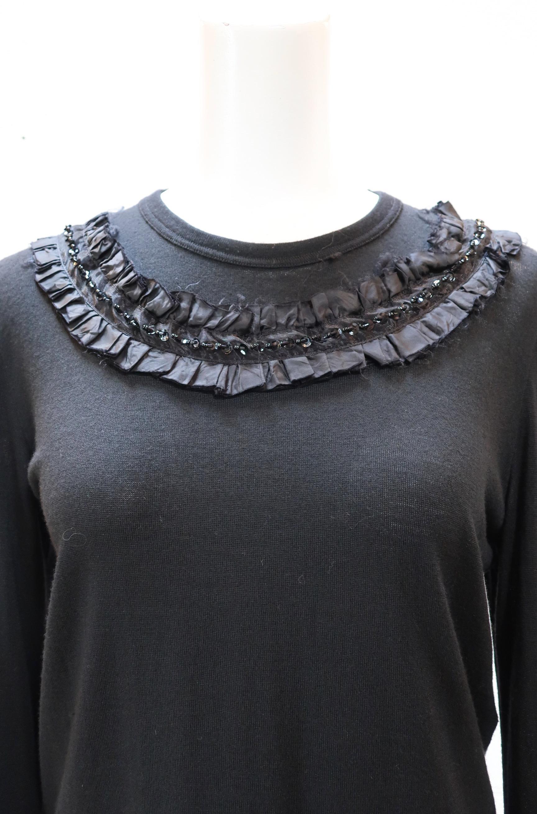 Comme des Garçons Black Sequin Embellished Long Sleeve Top For Sale 2