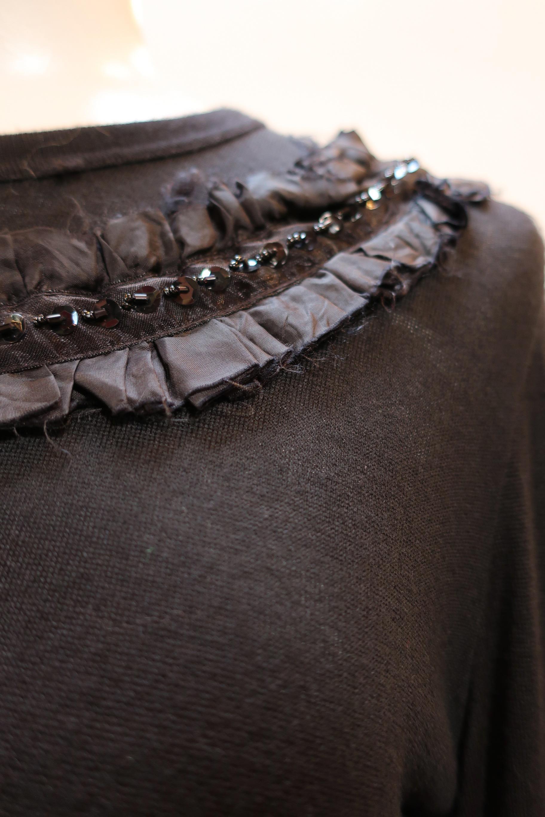 Comme des Garçons Black Sequin Embellished Long Sleeve Top For Sale 4