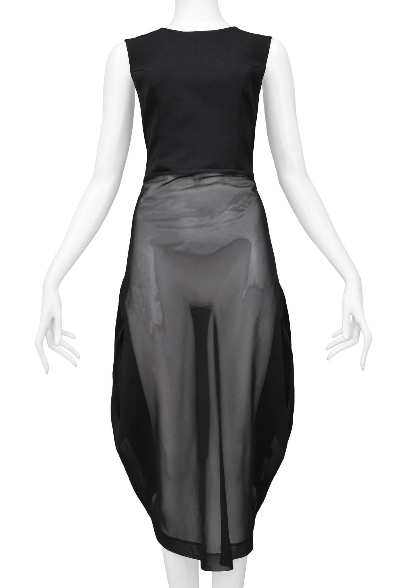 Comme Des Garcons Black Sheer Front Concept Dress 1997 In Excellent Condition For Sale In Los Angeles, CA