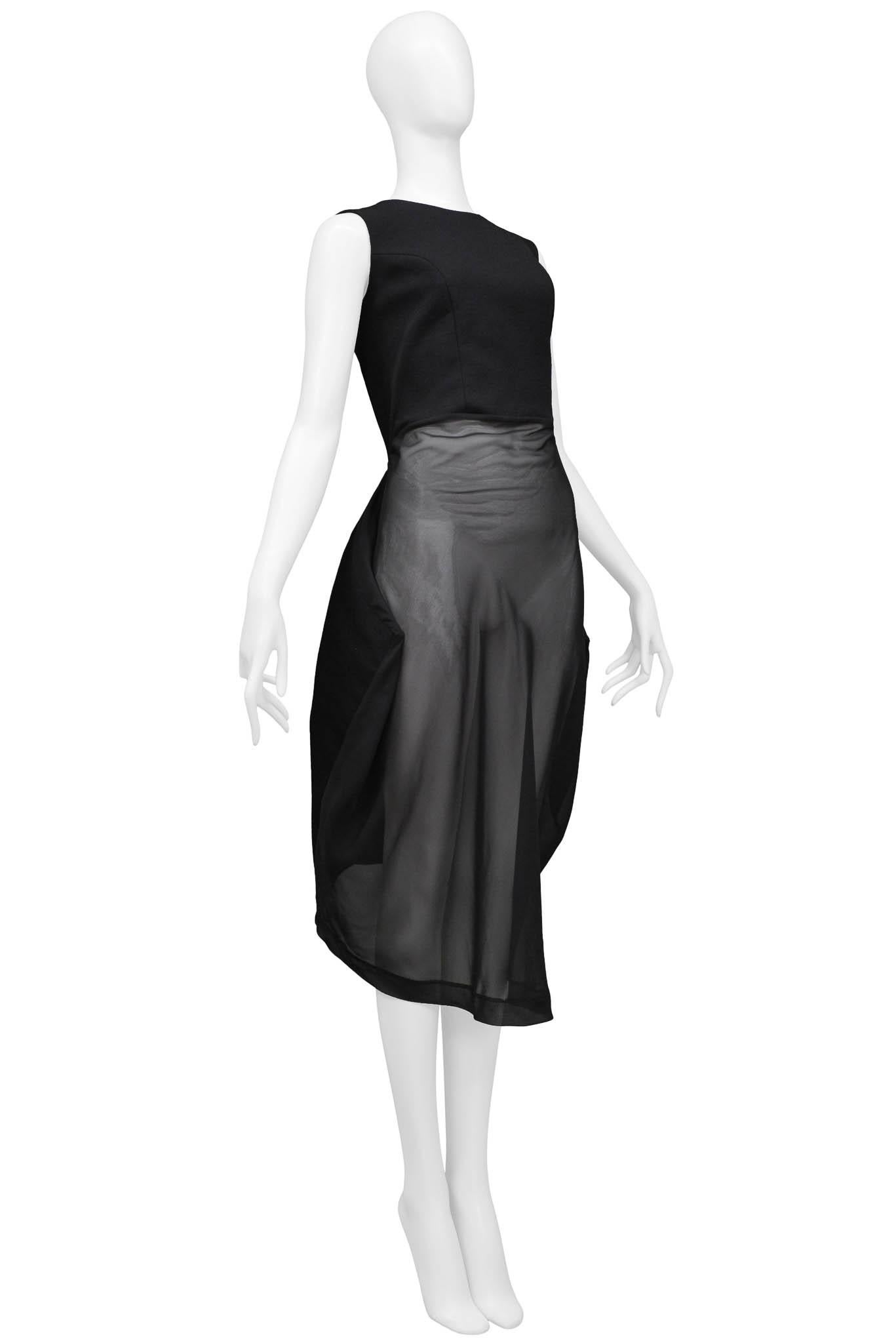 Women's Comme Des Garcons Black Sheer Front Concept Dress 1997 For Sale