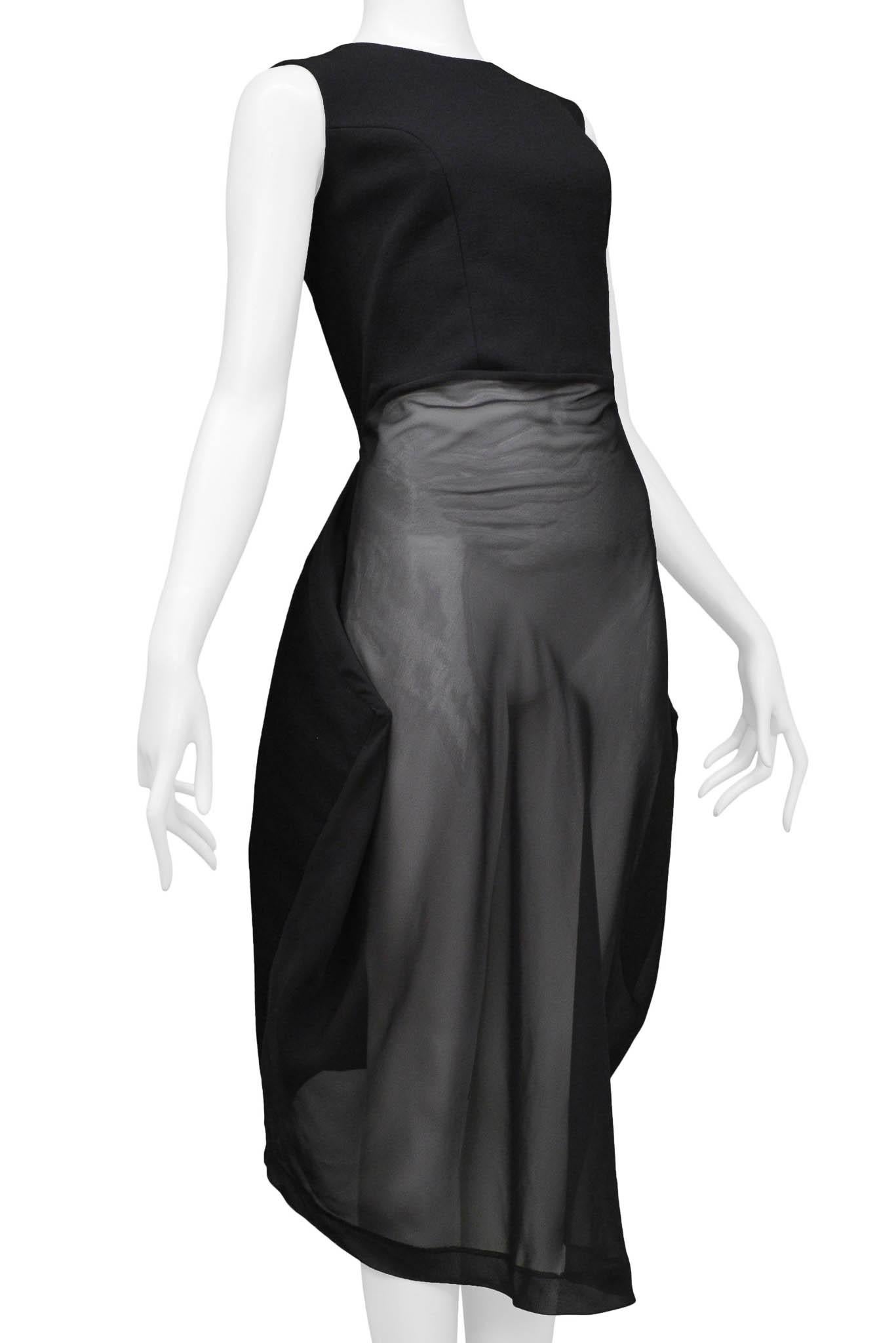 Comme Des Garcons Black Sheer Front Concept Dress 1997 For Sale 1