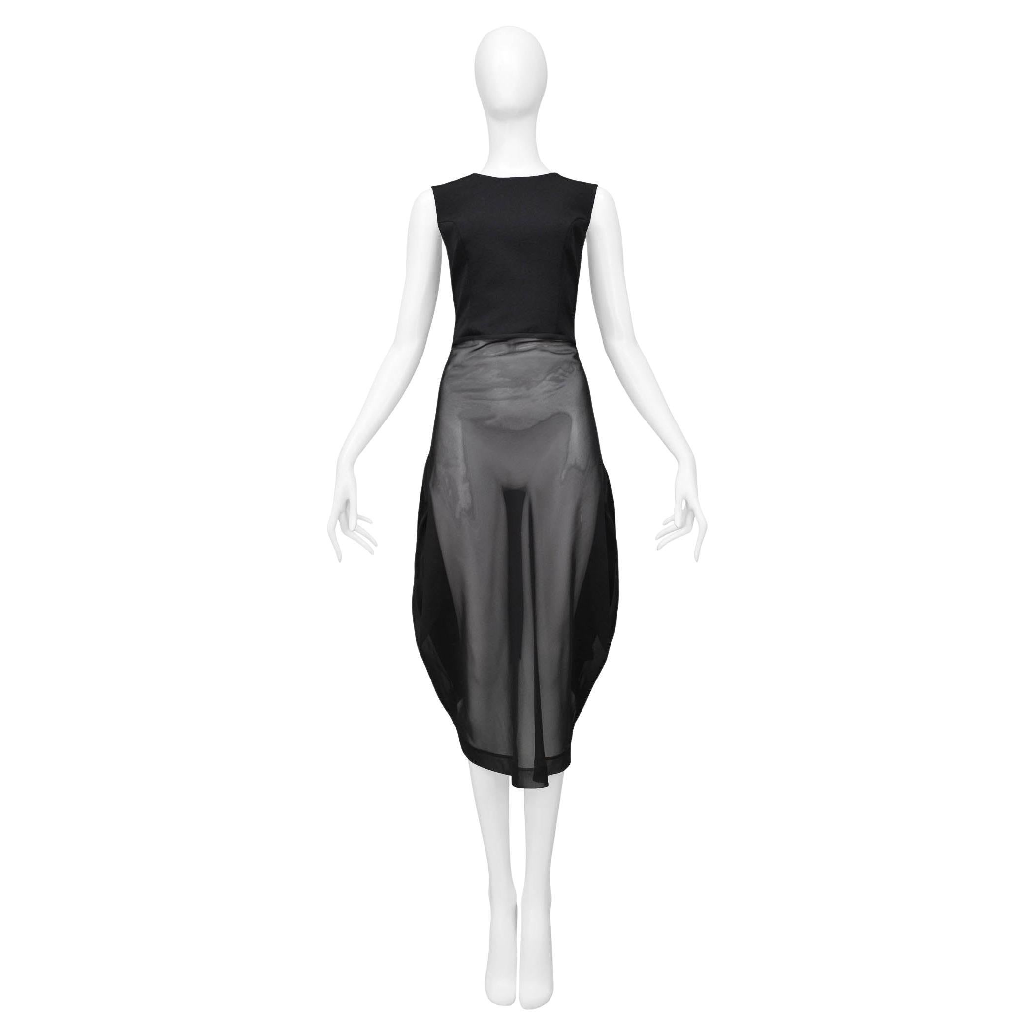 Comme Des Garcons Black Sheer Front Concept Dress 1997 For Sale