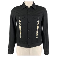 COMME des GARCONS BLACK Size L Black Embellishment Wool Trucker Jacket
