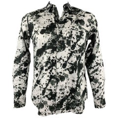 COMME des GARCONS BLACK Size L Black & White Splattered Cotton Long Sleeve Shirt
