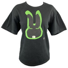 COMME des GARCONS BLACK Size XL Black & Green Bunny Graphic Crewneck T-shirt