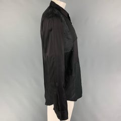 COMME des GARCONS NERO Taglia XL Camicia a maniche lunghe in cotone a tessuti misti neri